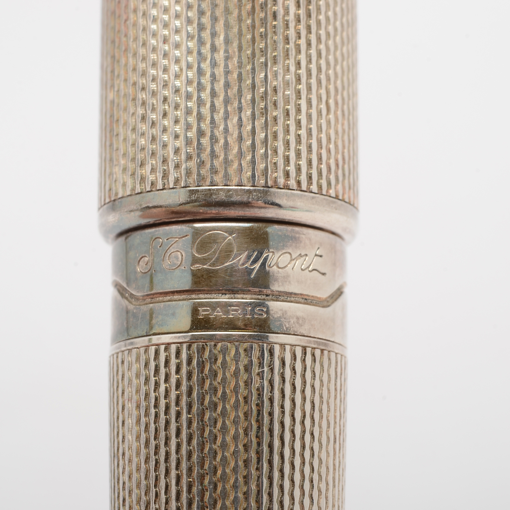 Vintage S.T. Dupont "Olympio" Sterling Silver Fountain Pen 18K Nib