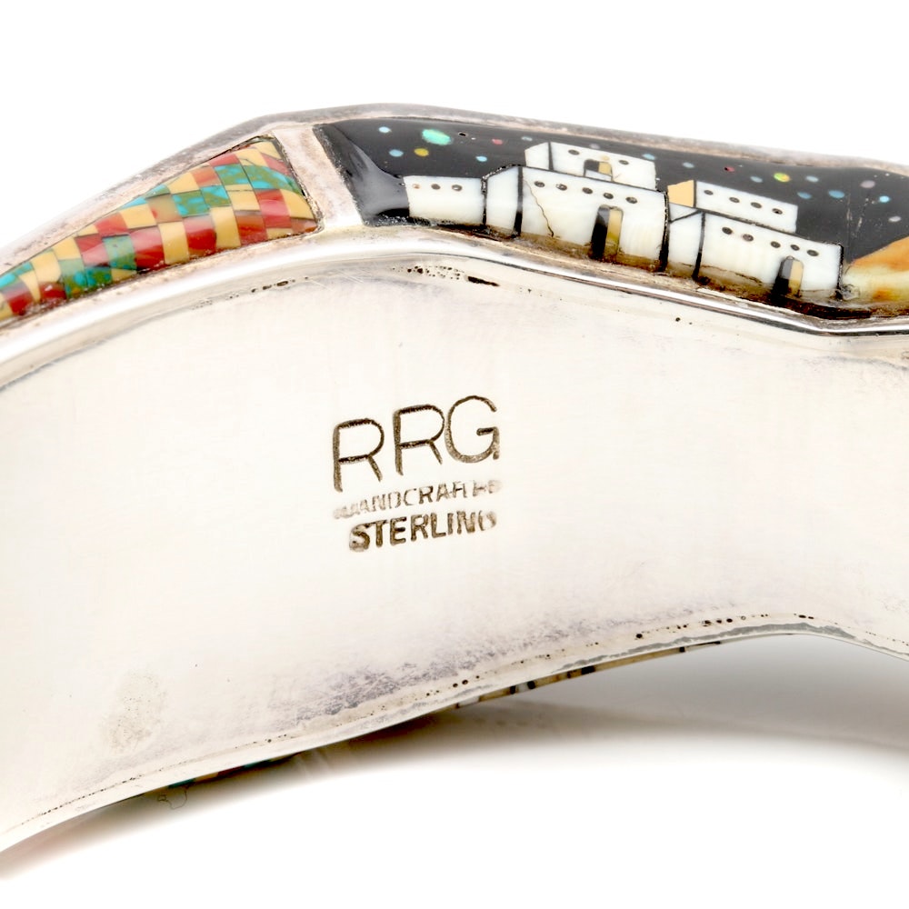 Ronnie and Ramil Glodove Zuni Sterling Silver Micro-Inlay Cuff Bracelet