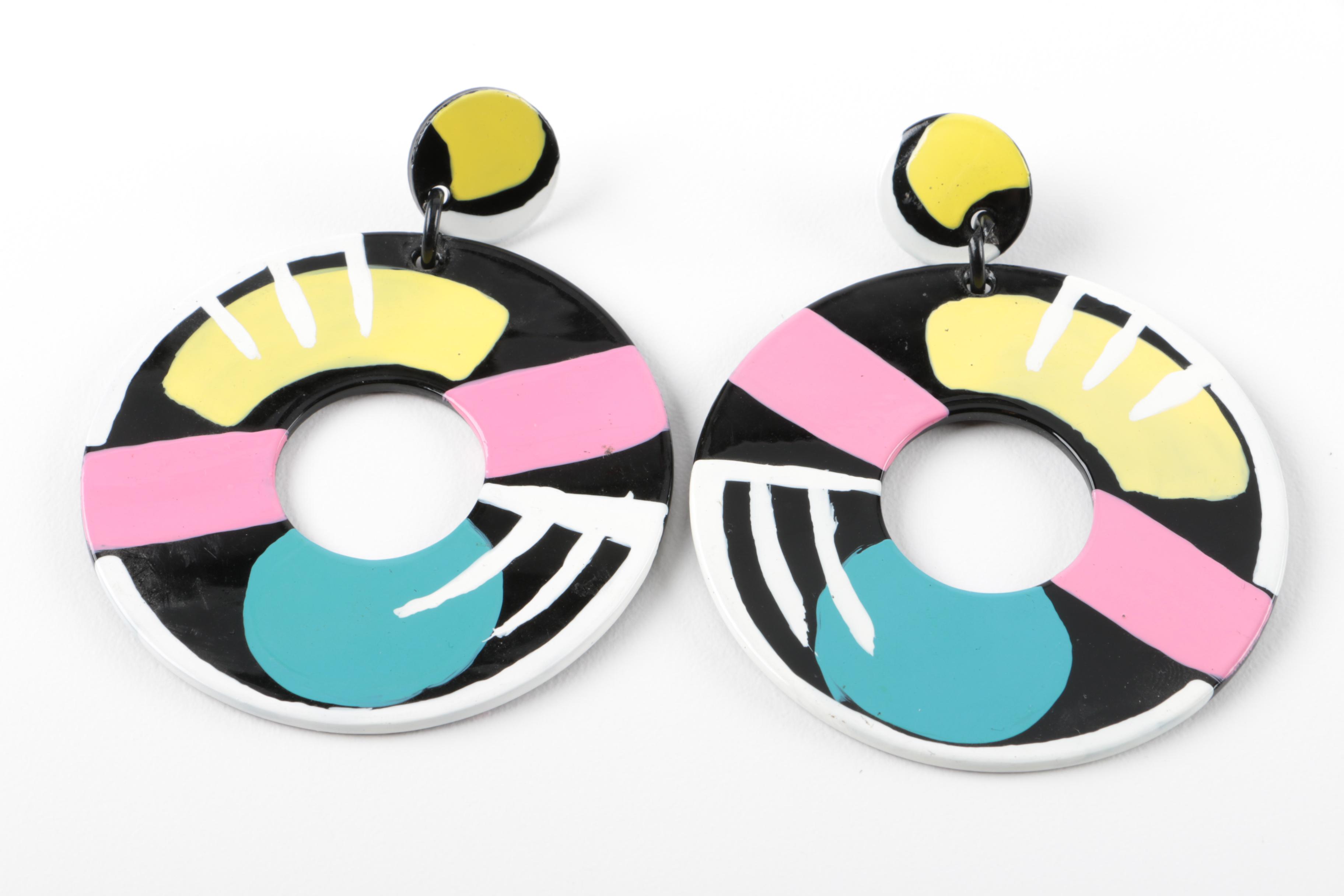 1980-1990s Vintage Bill Schiffer Post-Modern Style Earrings