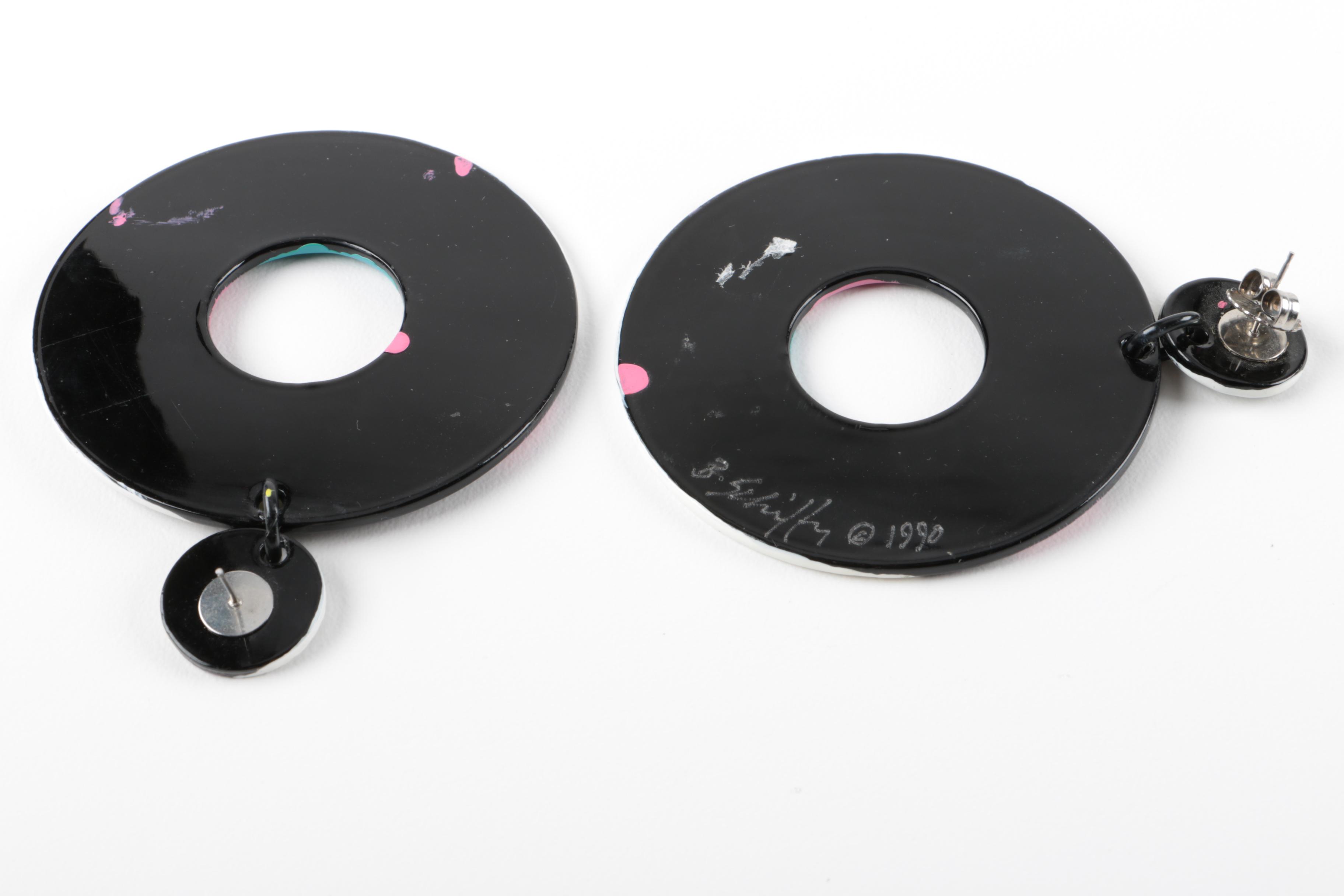 1980-1990s Vintage Bill Schiffer Post-Modern Style Earrings