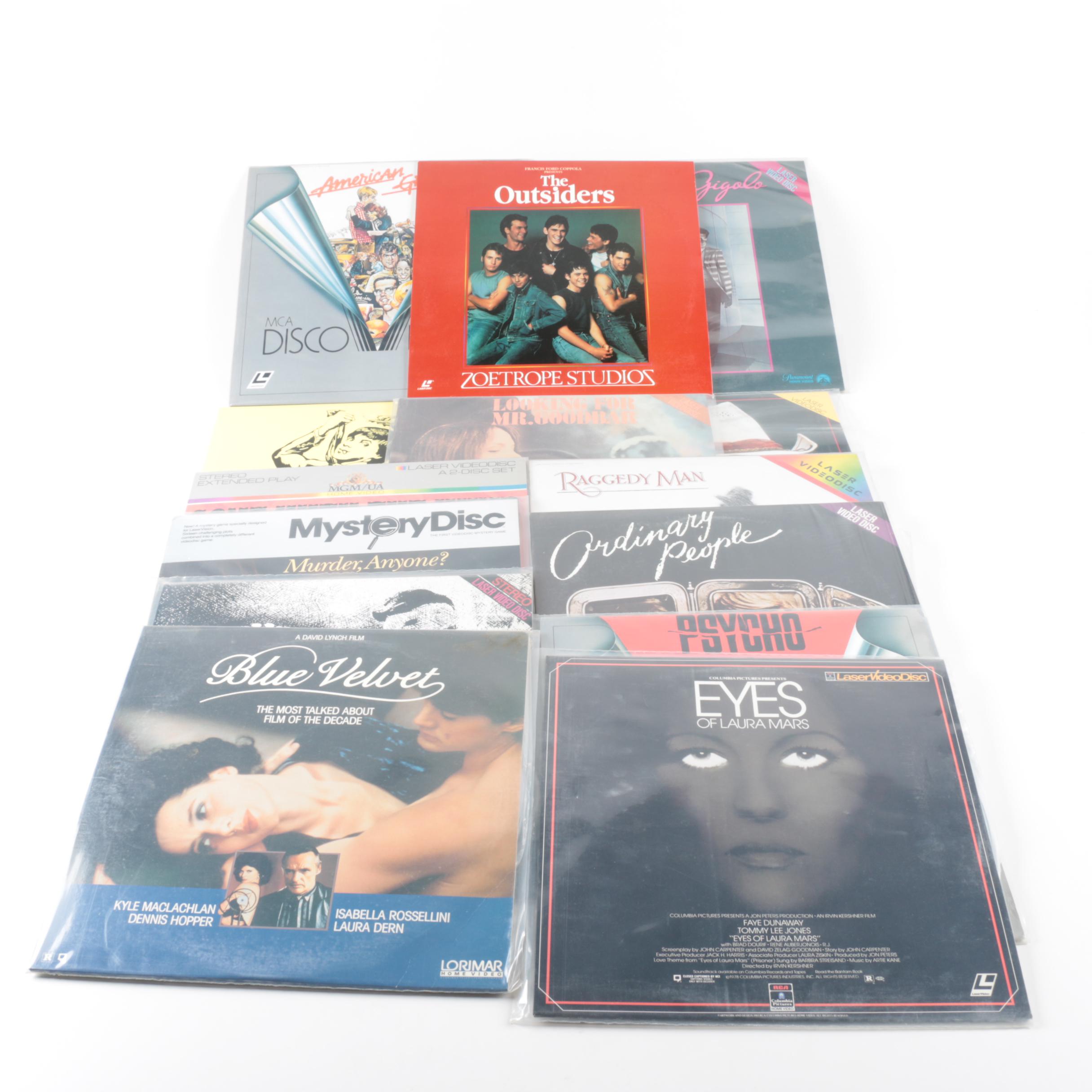 Laserdiscs Including "The Outsiders", "Blue Velvet", and "Psycho"