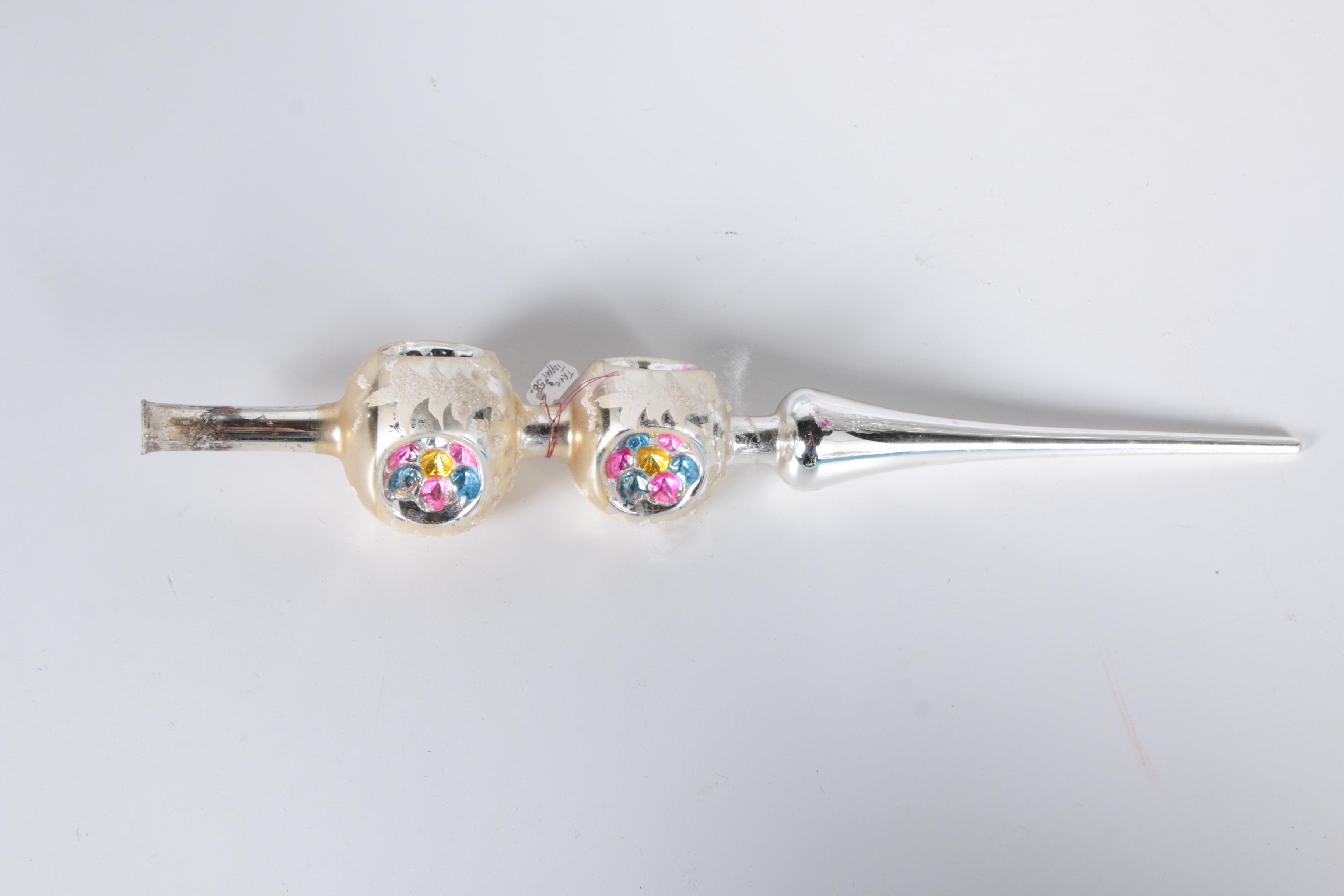 Vintage Aluminum Christmas Tree, Topper, and Shiny Brite Ornaments