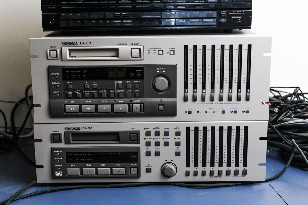 TASCAM DA-88, DA-38, Kenwood Receiver, and TEAC Cassette Deck