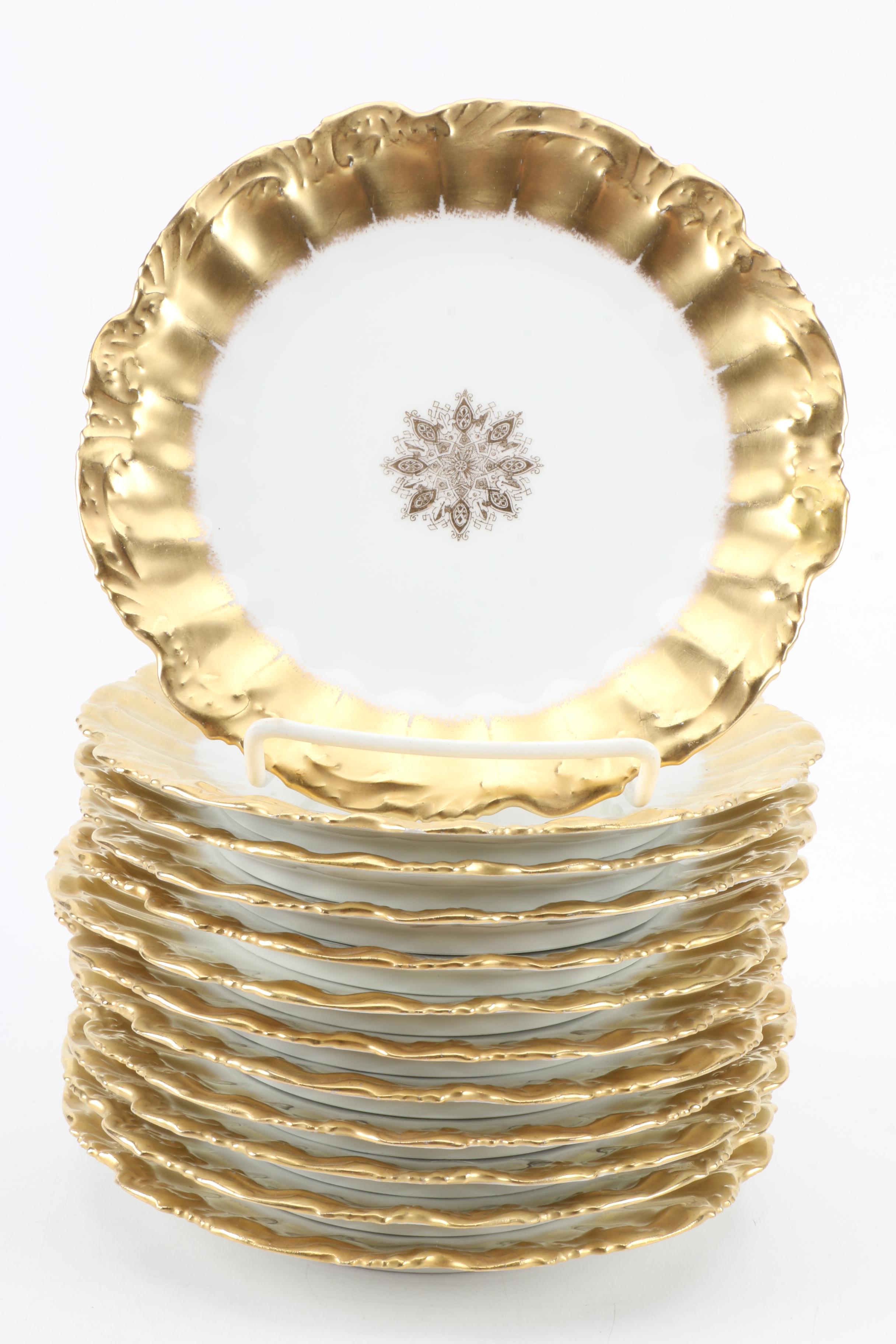 Vintage Limoges Porcelain Plates Including L. Straus & Sons