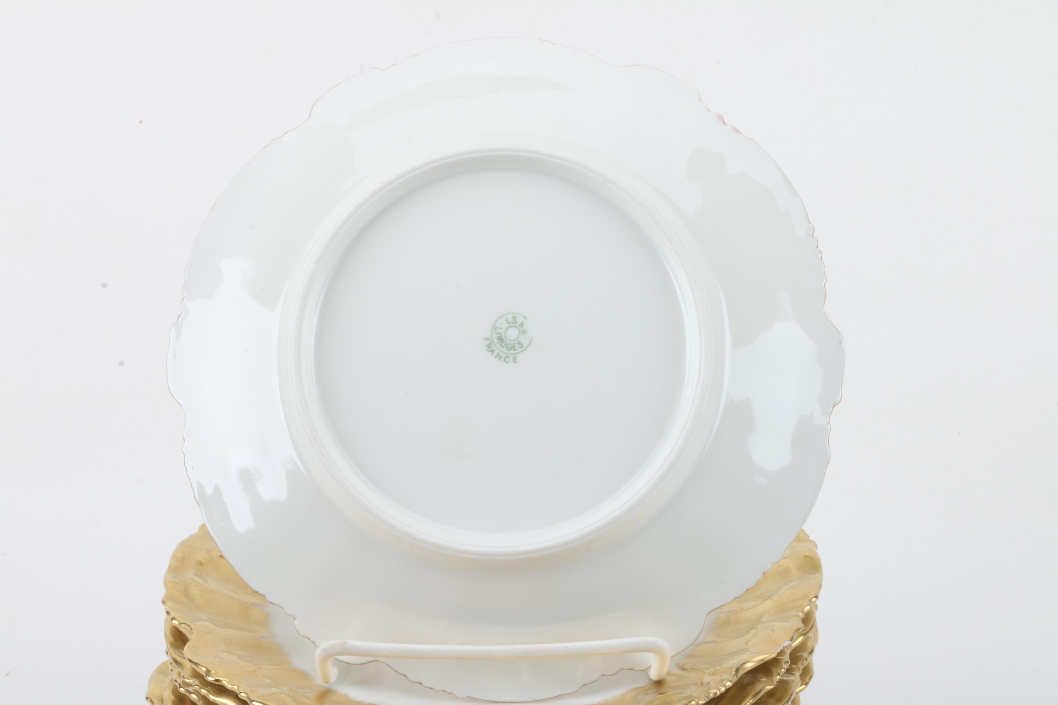 Vintage Limoges Porcelain Plates Including L. Straus & Sons