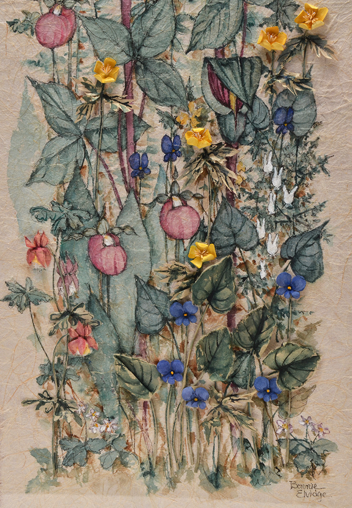 Bonnie Elvidge Embellished Watercolor Painting on Handmade Paper