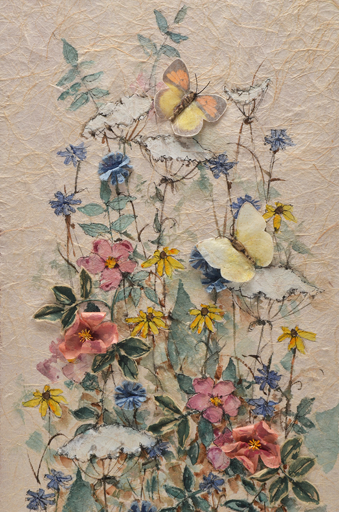 Bonnie Elvidge Embellished Watercolor Painting on Handmade Paper