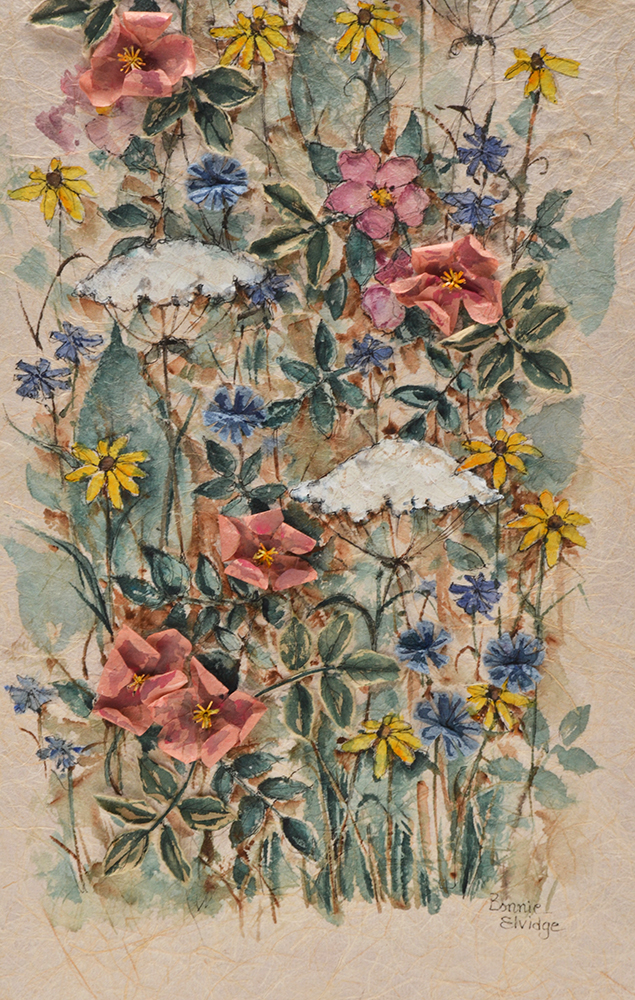 Bonnie Elvidge Embellished Watercolor Painting on Handmade Paper