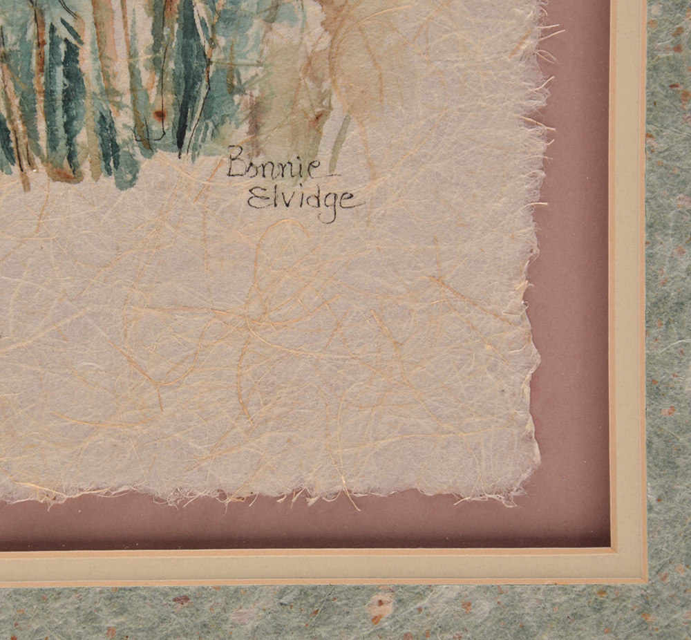 Bonnie Elvidge Embellished Watercolor Painting on Handmade Paper