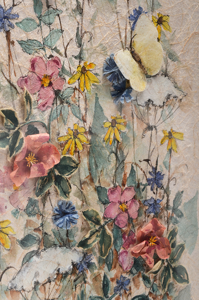 Bonnie Elvidge Embellished Watercolor Painting on Handmade Paper