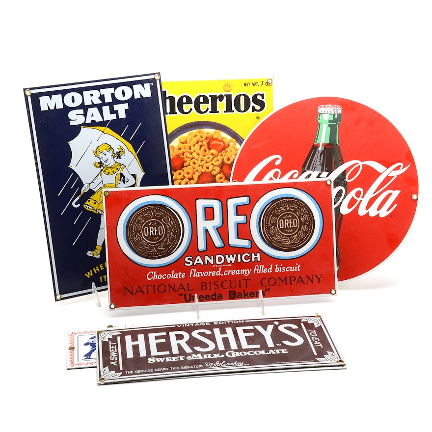 Ande Rooney Food and Beverage Themed Porcelain Advertising Signs