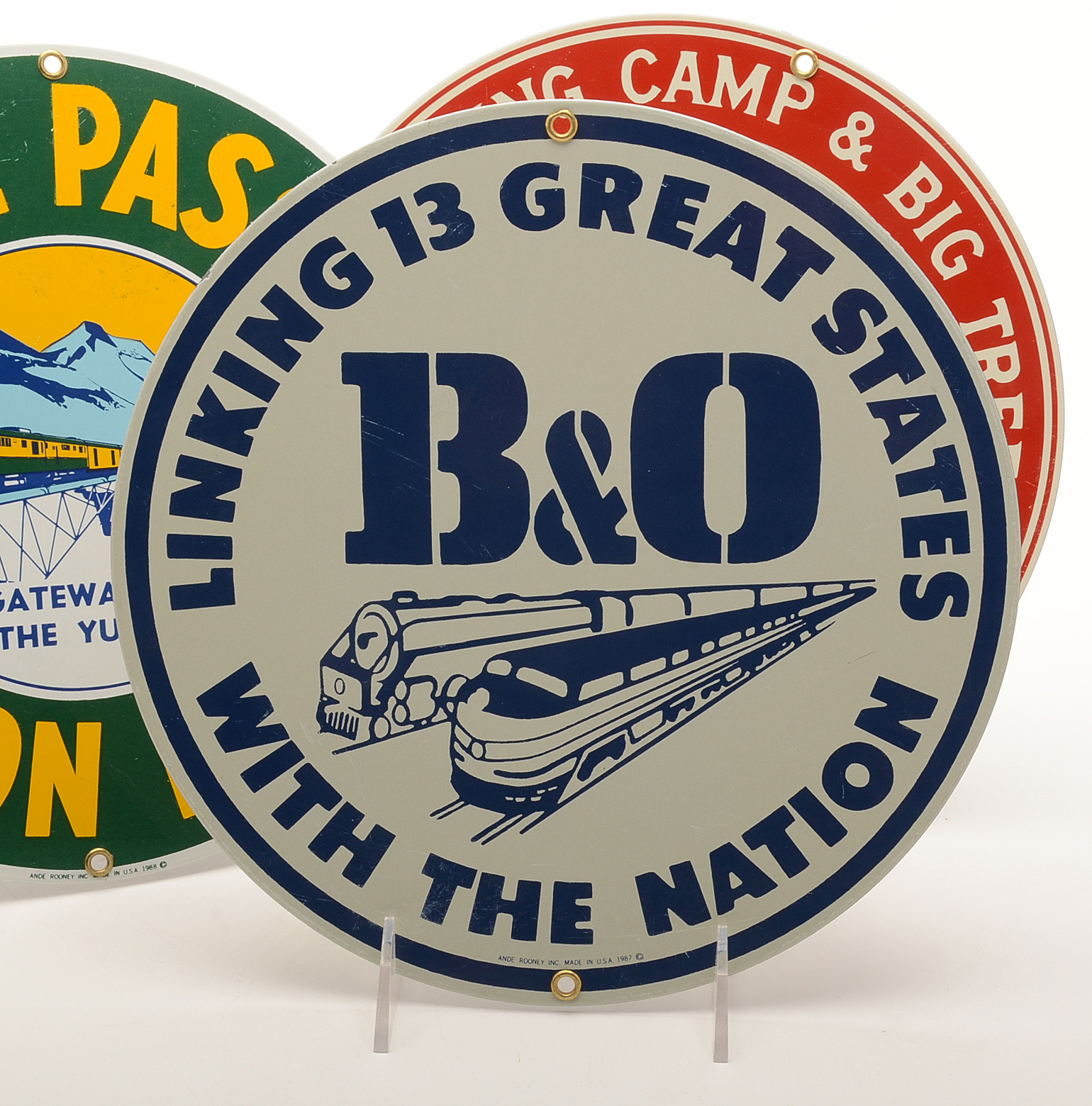 Ande Rooney Railroad Themed Reproduction Porcelain Advertising Signs