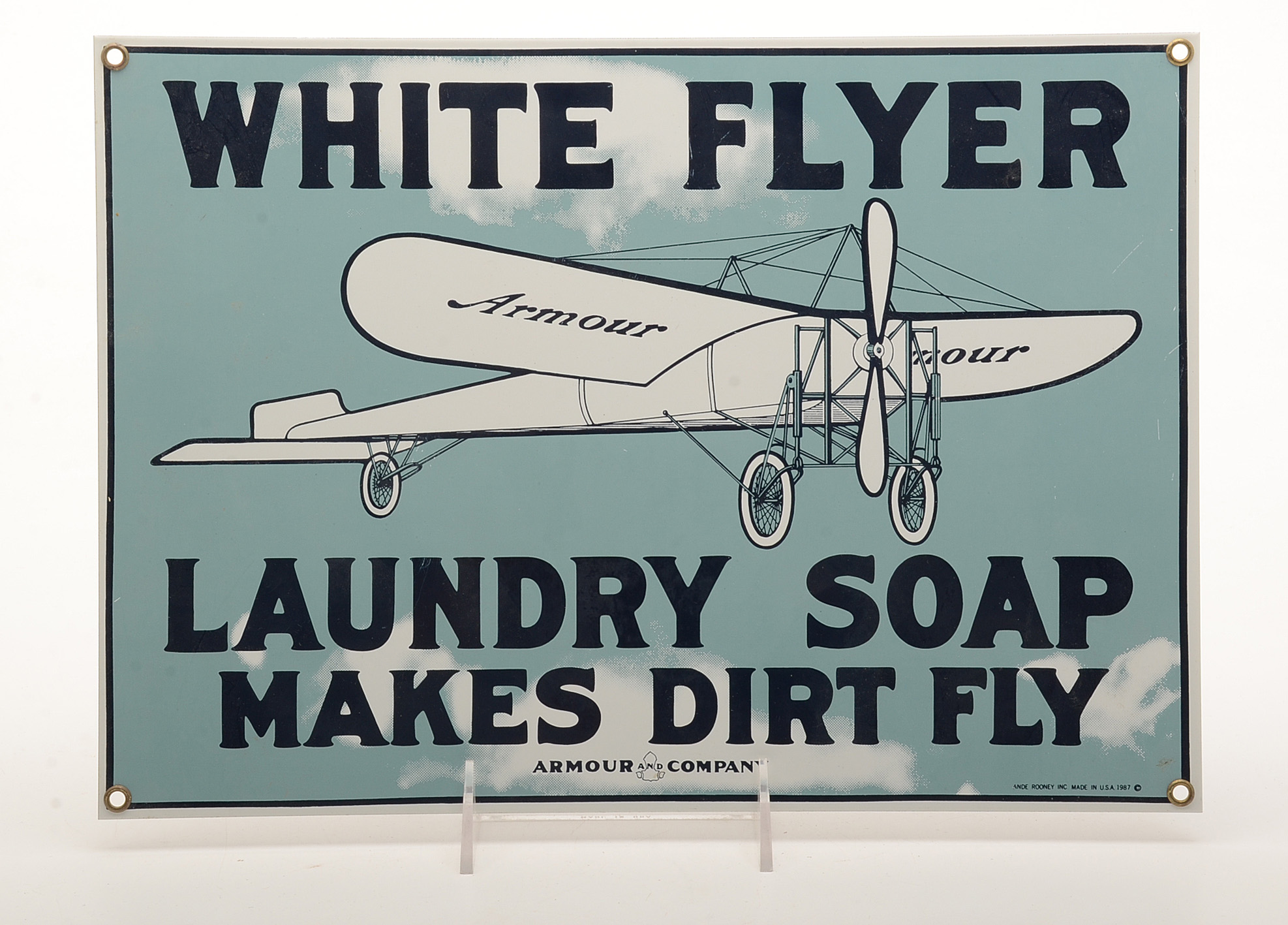 Ande Rooney Reproduction Porcelain "White Flyer" Advertising Sign