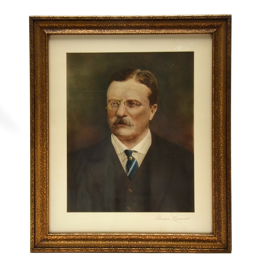 Hand-Colored Collotype After Pach Brothers Photograph of Theodore Roosevelt