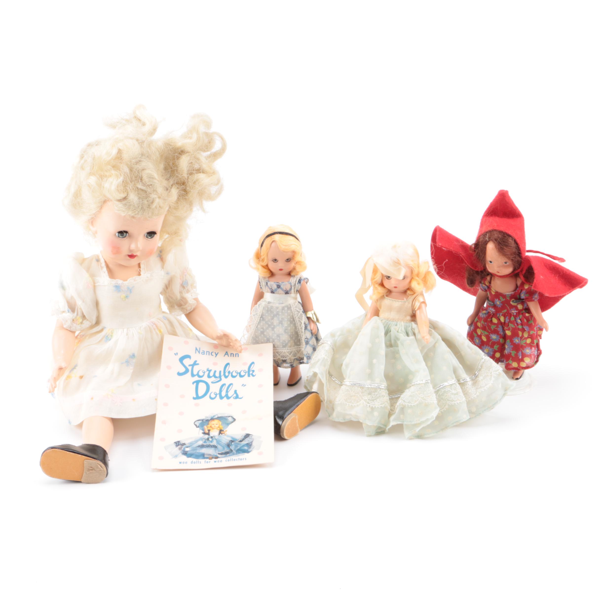 Vintage Effanbee "Tintair Honey"  Doll and Nancy Ann Storybook Dolls