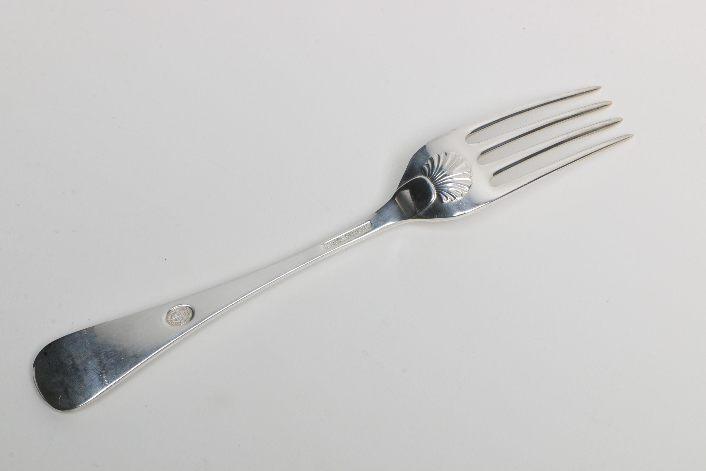 The Stieff Co. "Williamsburg Shell" Sterling Silver Flatware Set