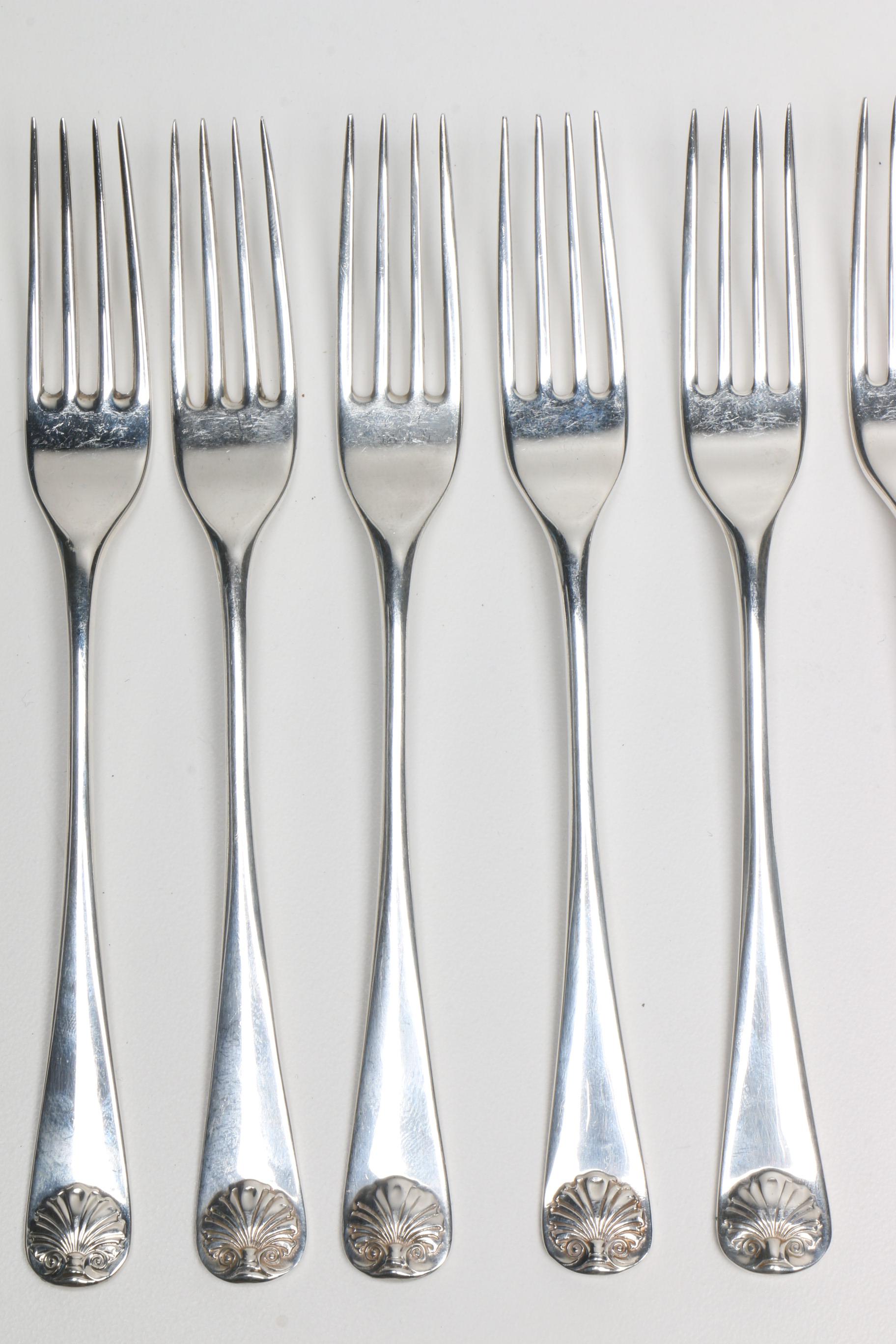 The Stieff Co. "Williamsburg Shell" Sterling Silver Flatware Set