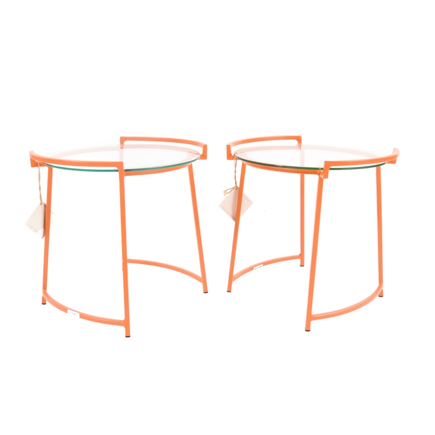 Contemporary Modern Ballard Designs "Bon Bon" Side Tables