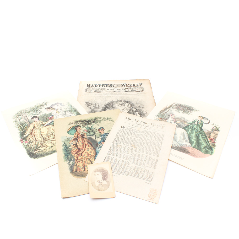 Antique "Harper's Weekly" and "London Gazette"