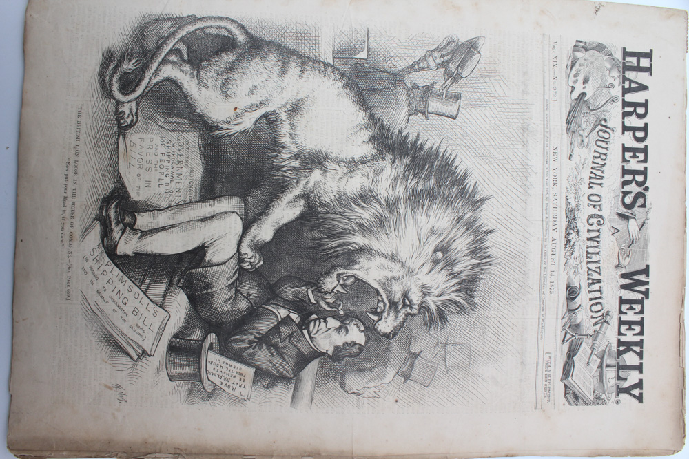 Antique "Harper's Weekly" and "London Gazette"