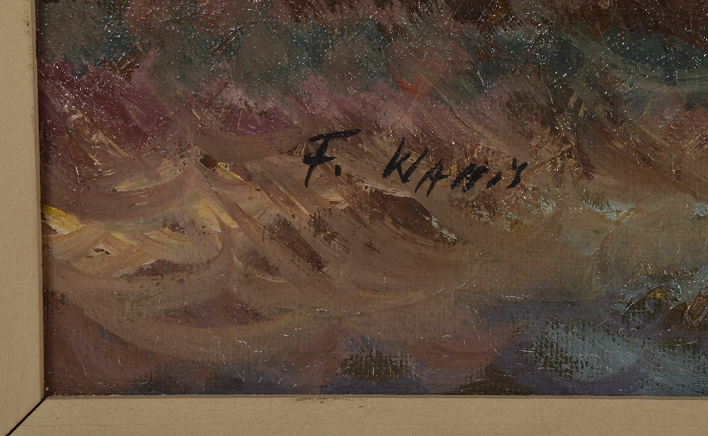 Franz Wallis Oil on Canvas Seascape Painting