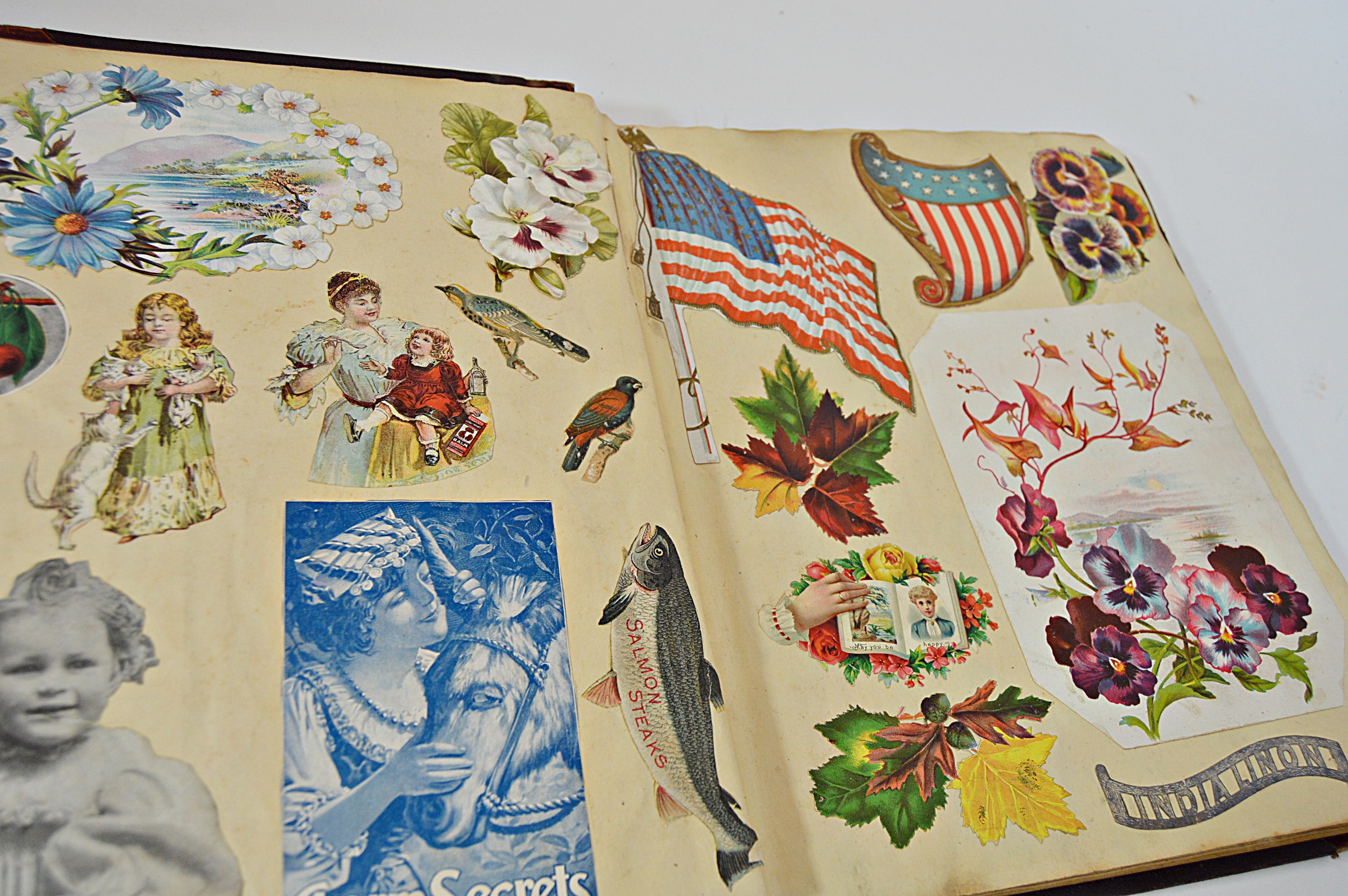Victorian Era Scrapbook with Advertising Cards