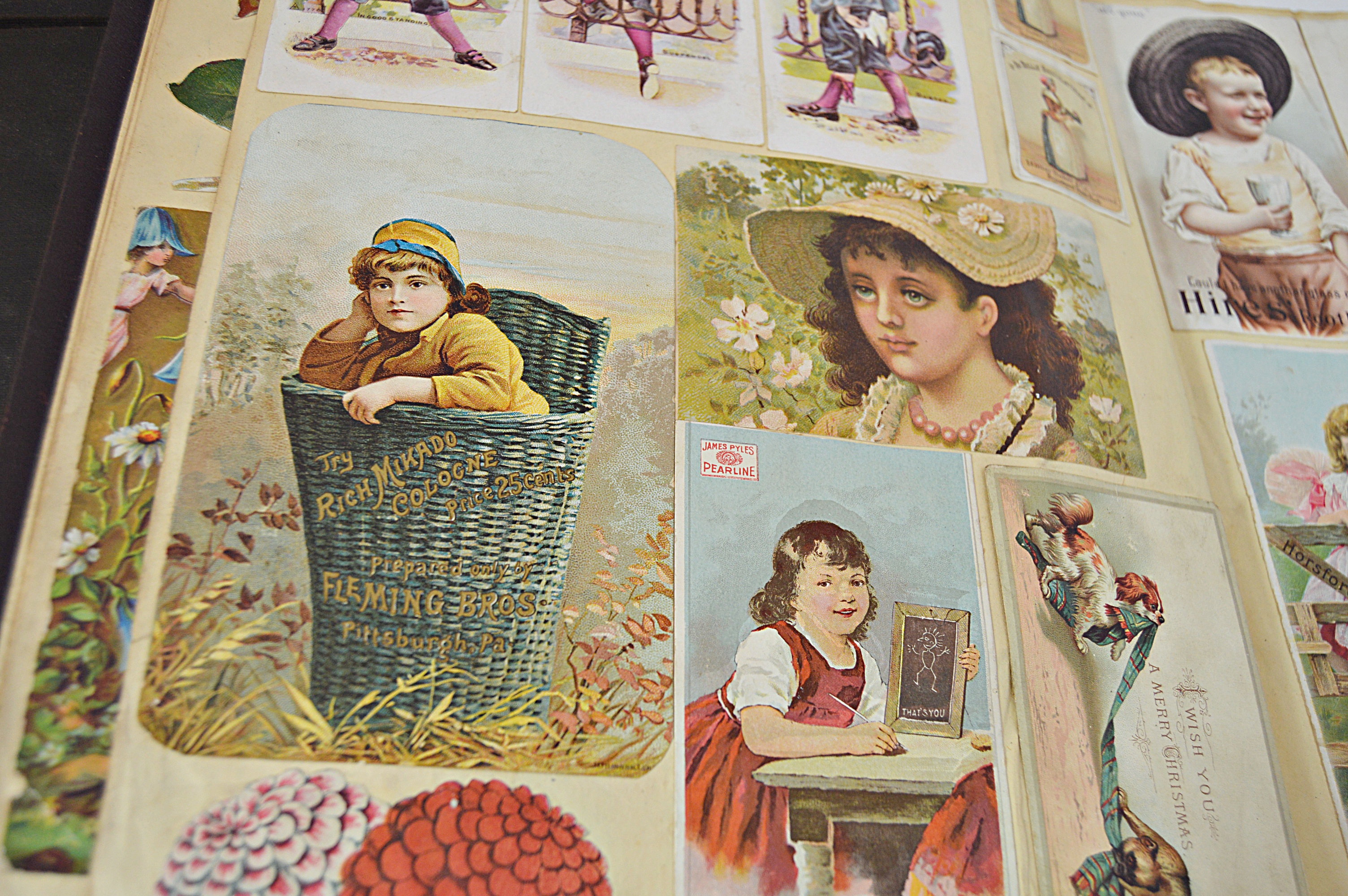 Victorian Era Scrapbook with Advertising Cards