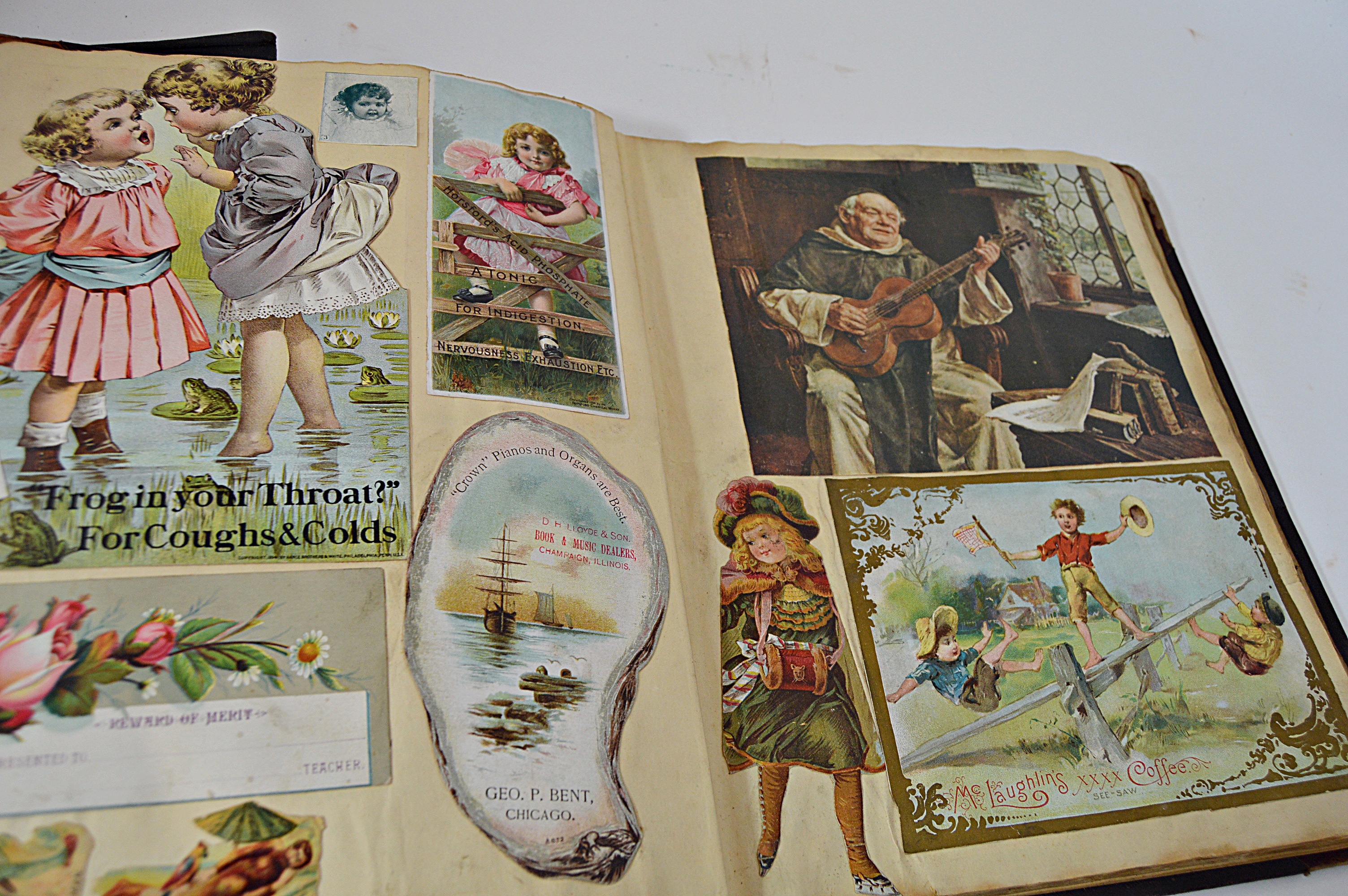 Victorian Era Scrapbook with Advertising Cards