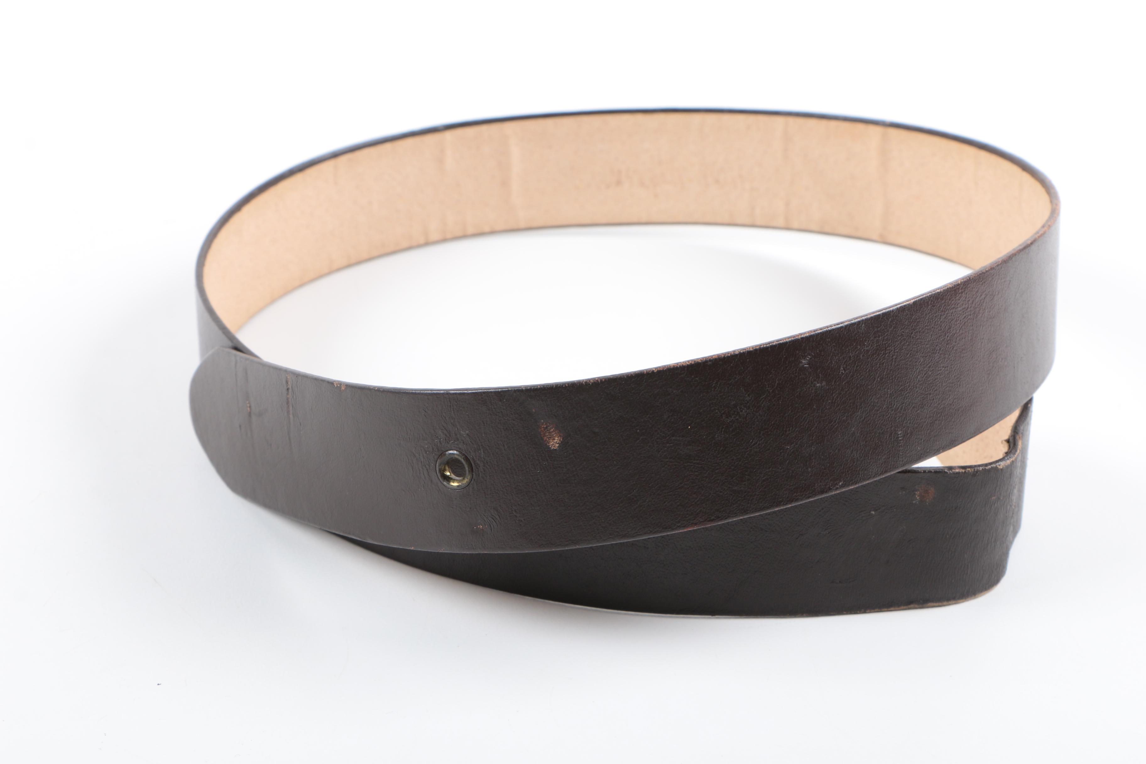 1989 Christopher Ross Gold Plated Carousel Horse Belt Buckle and Leather Belts