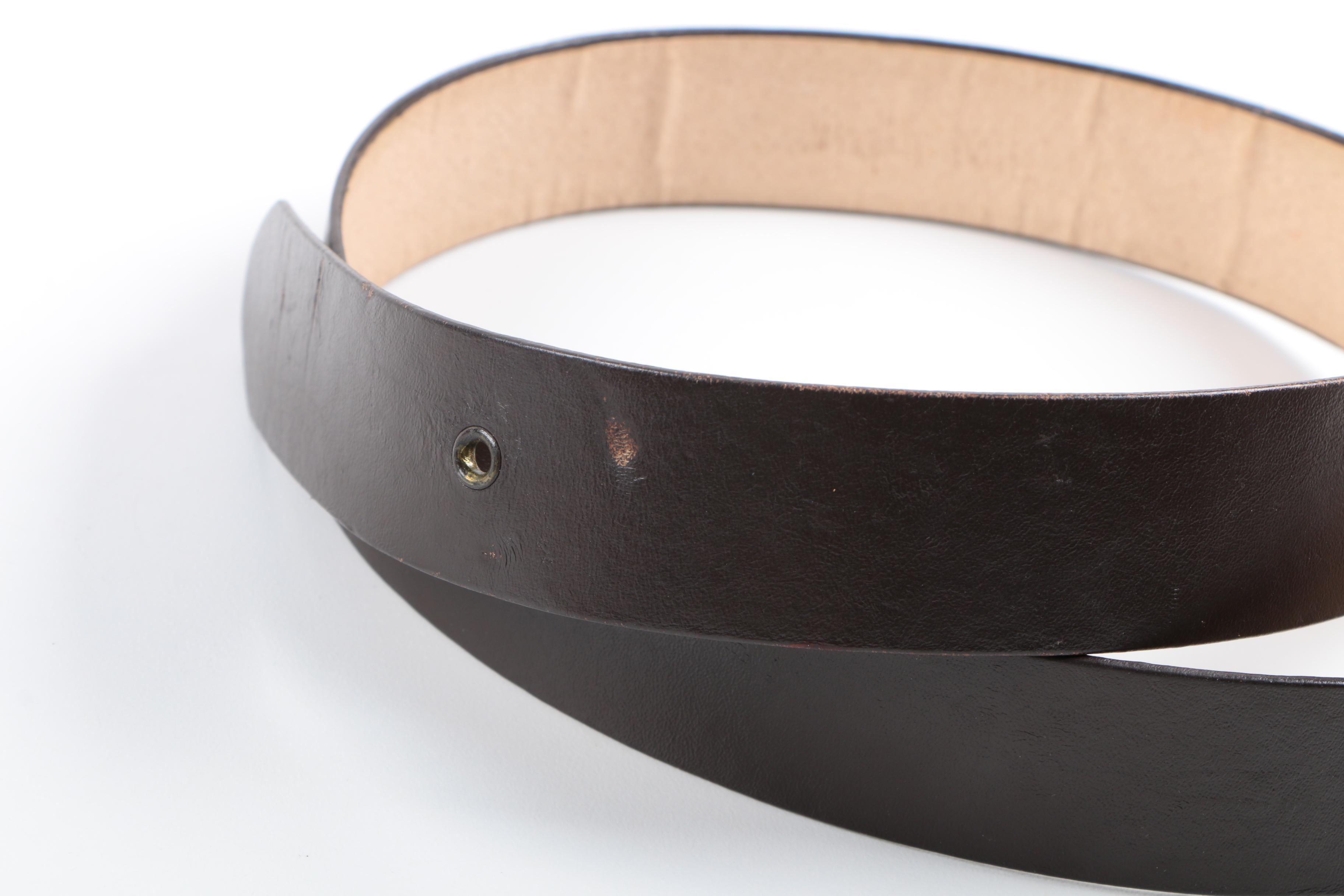 1989 Christopher Ross Gold Plated Carousel Horse Belt Buckle and Leather Belts