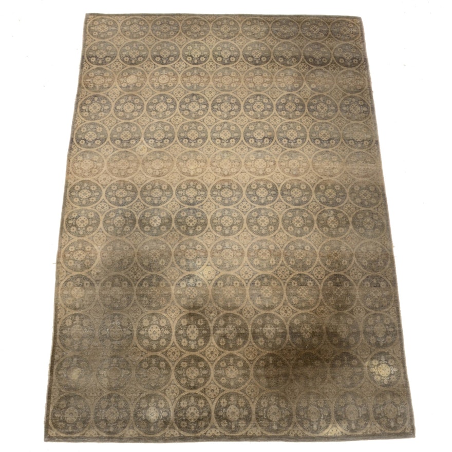 Hand-Knotted Contemporary Suzani Style Hand Wool Area Rug