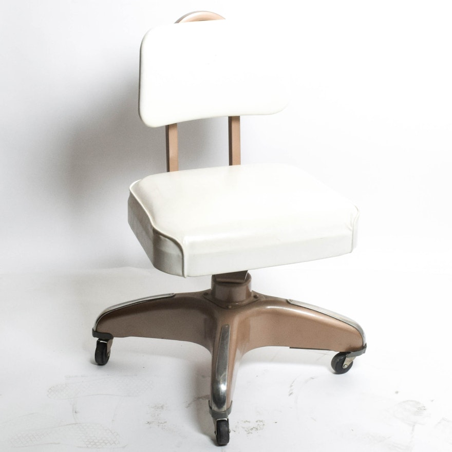 Mid Century Modern Cosco Office Chair in White Vinyl