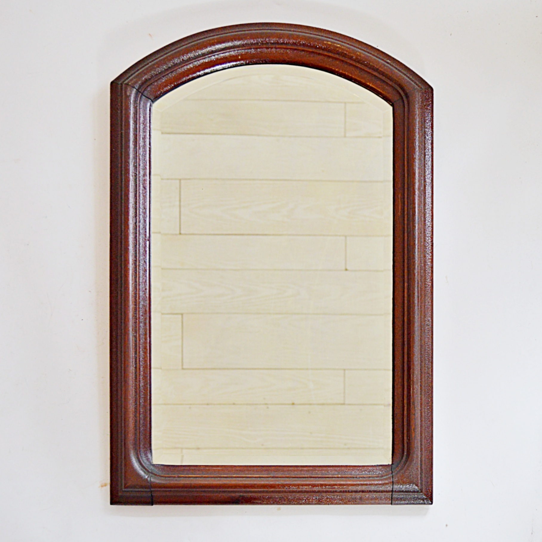 Antique Beveled Wall Mirror with Arched Top