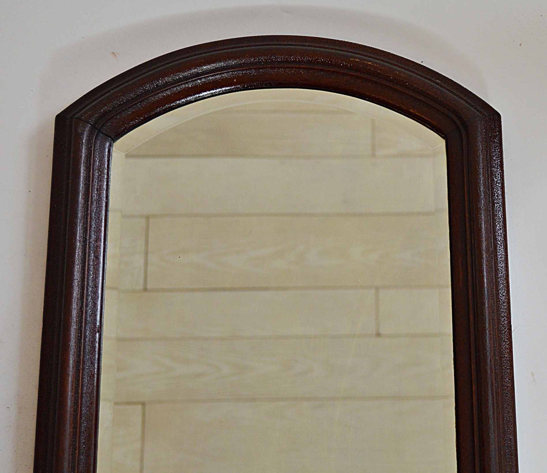 Antique Beveled Wall Mirror with Arched Top