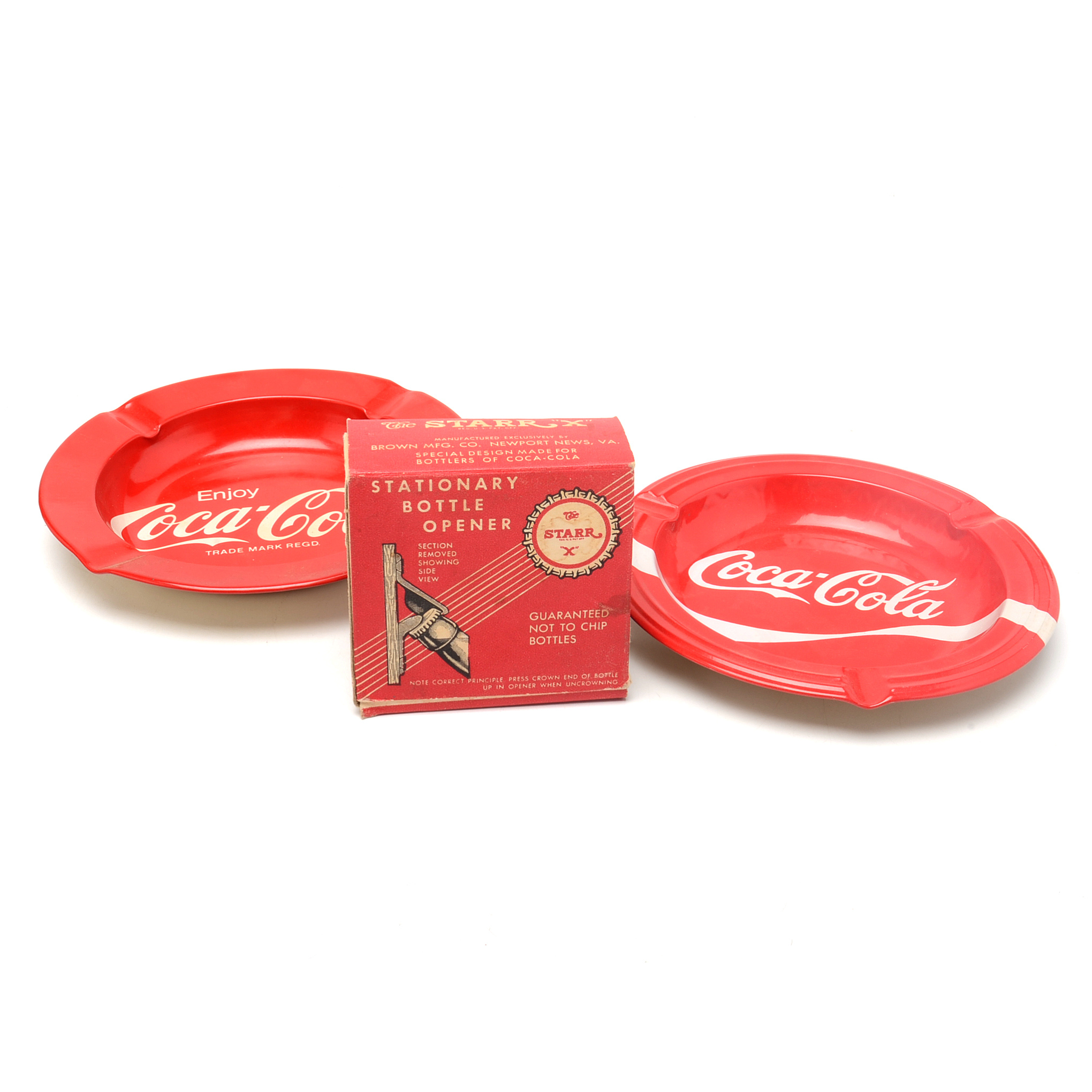 Coca-Cola Ashtrays with Vintage Opener in Box