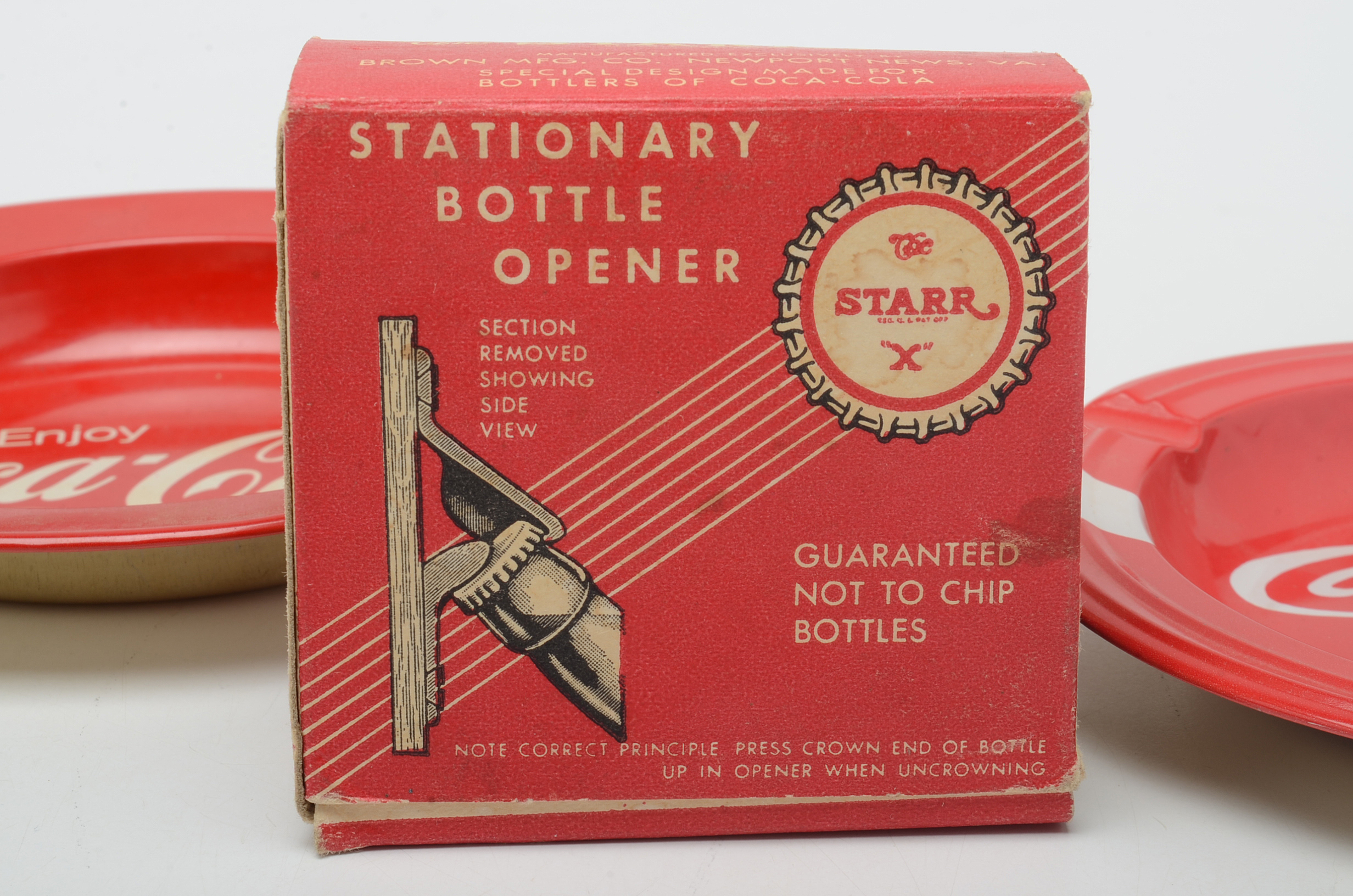 Coca-Cola Ashtrays with Vintage Opener in Box