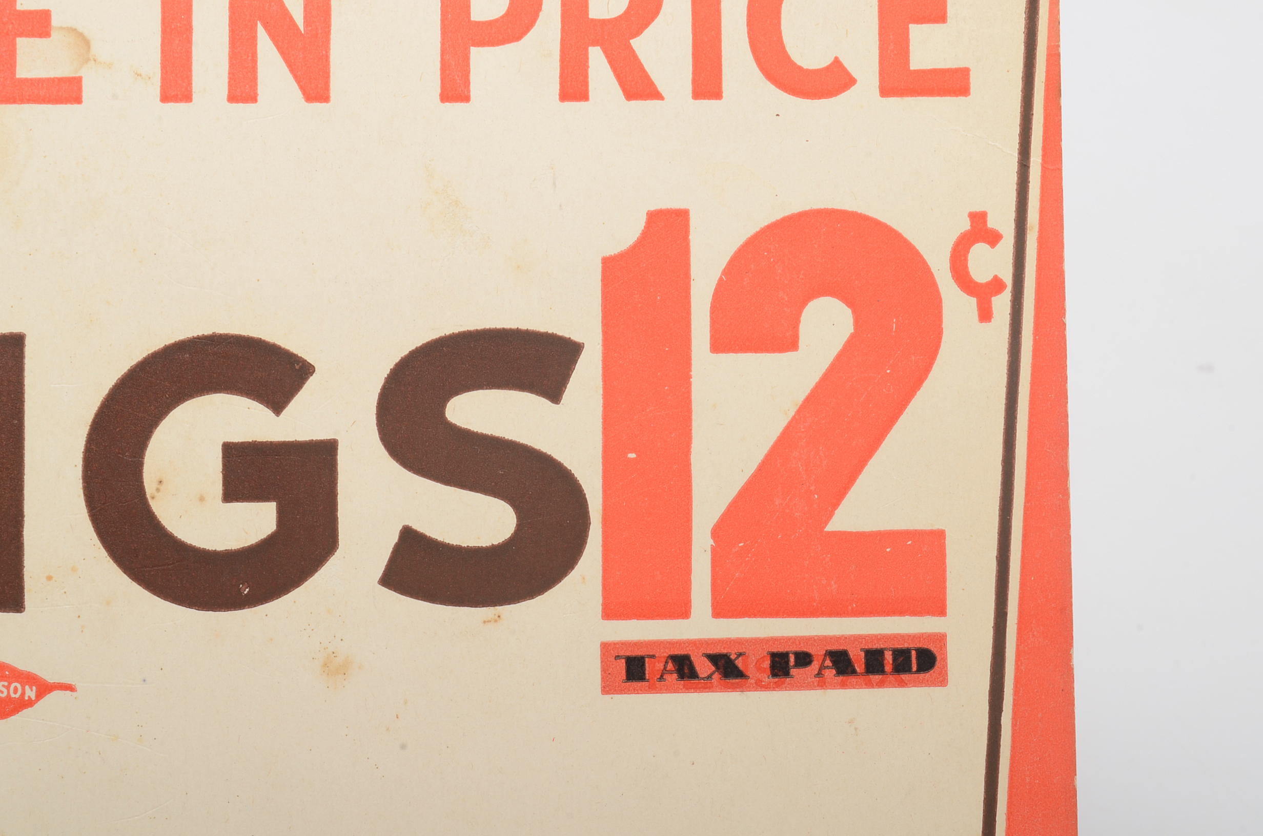 1930s "Wings Cigarettes" Cardboard Advertising Sign