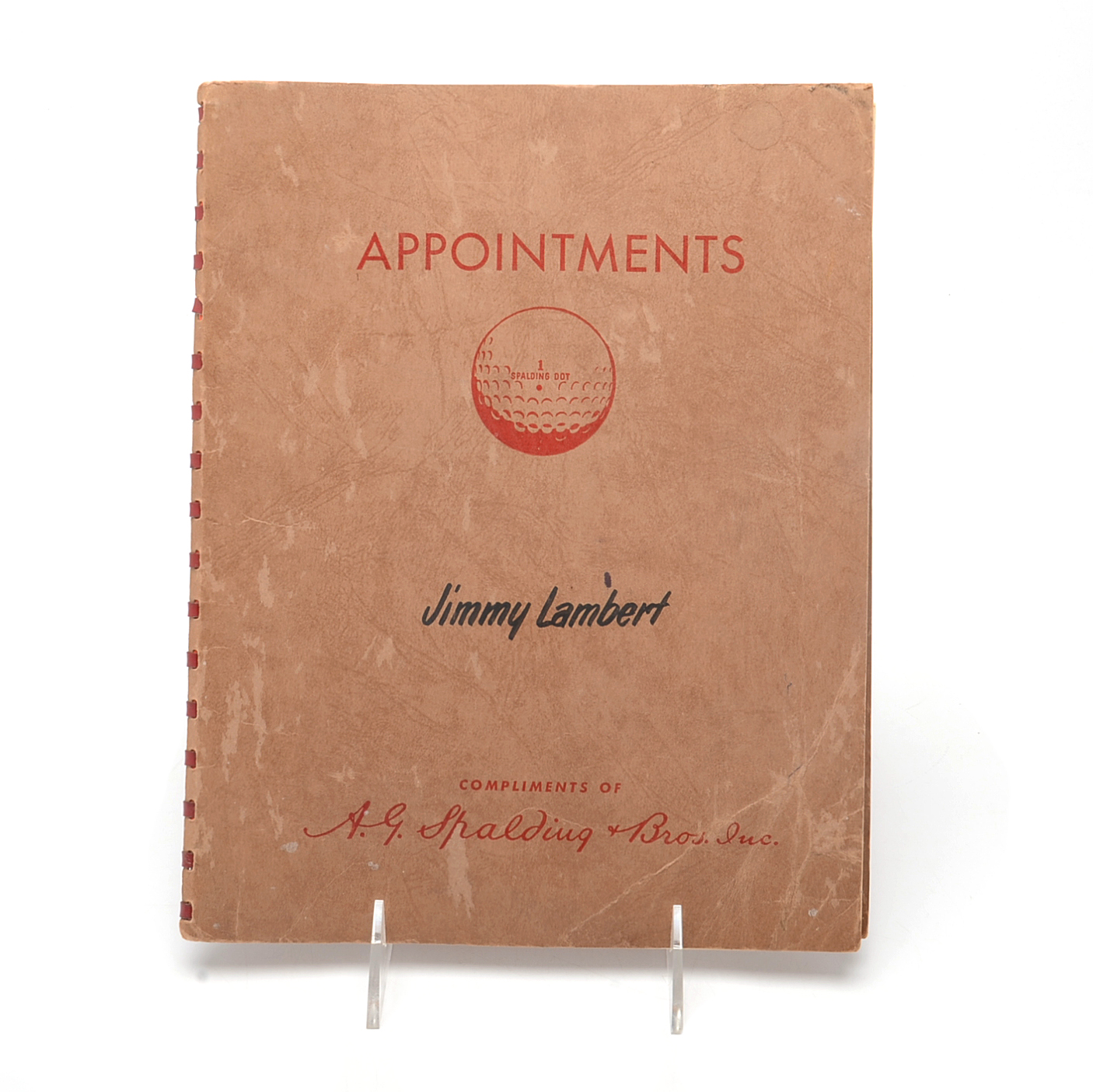 1952 Jimmy Lambert Spalding Golfing Appointment Book