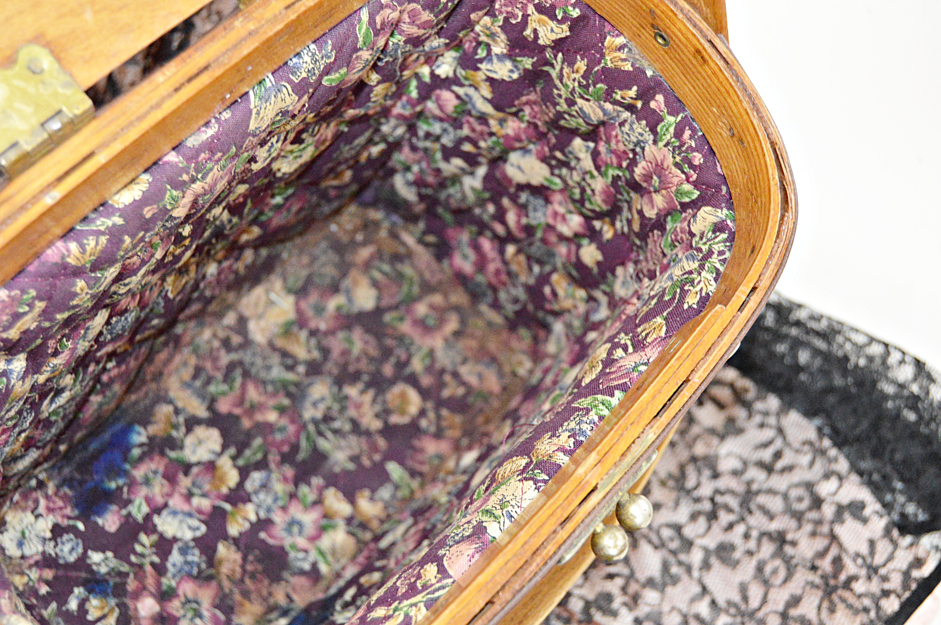 Vintage Women's Black Lace Gown, Basket Purses, Scarves, Gloves and Sunglasses