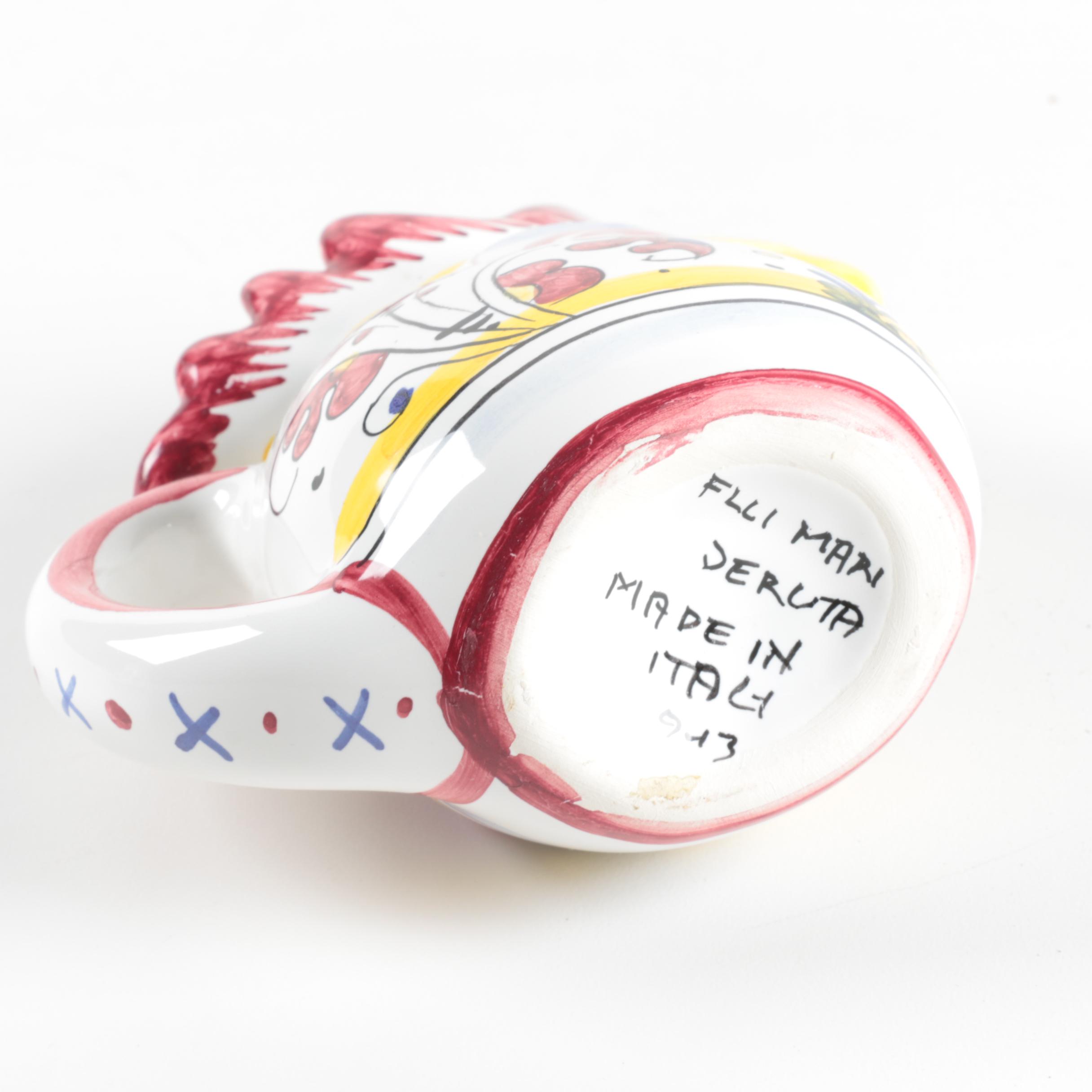 Italian Faïence Ceramic Deruta Rooster Jugs