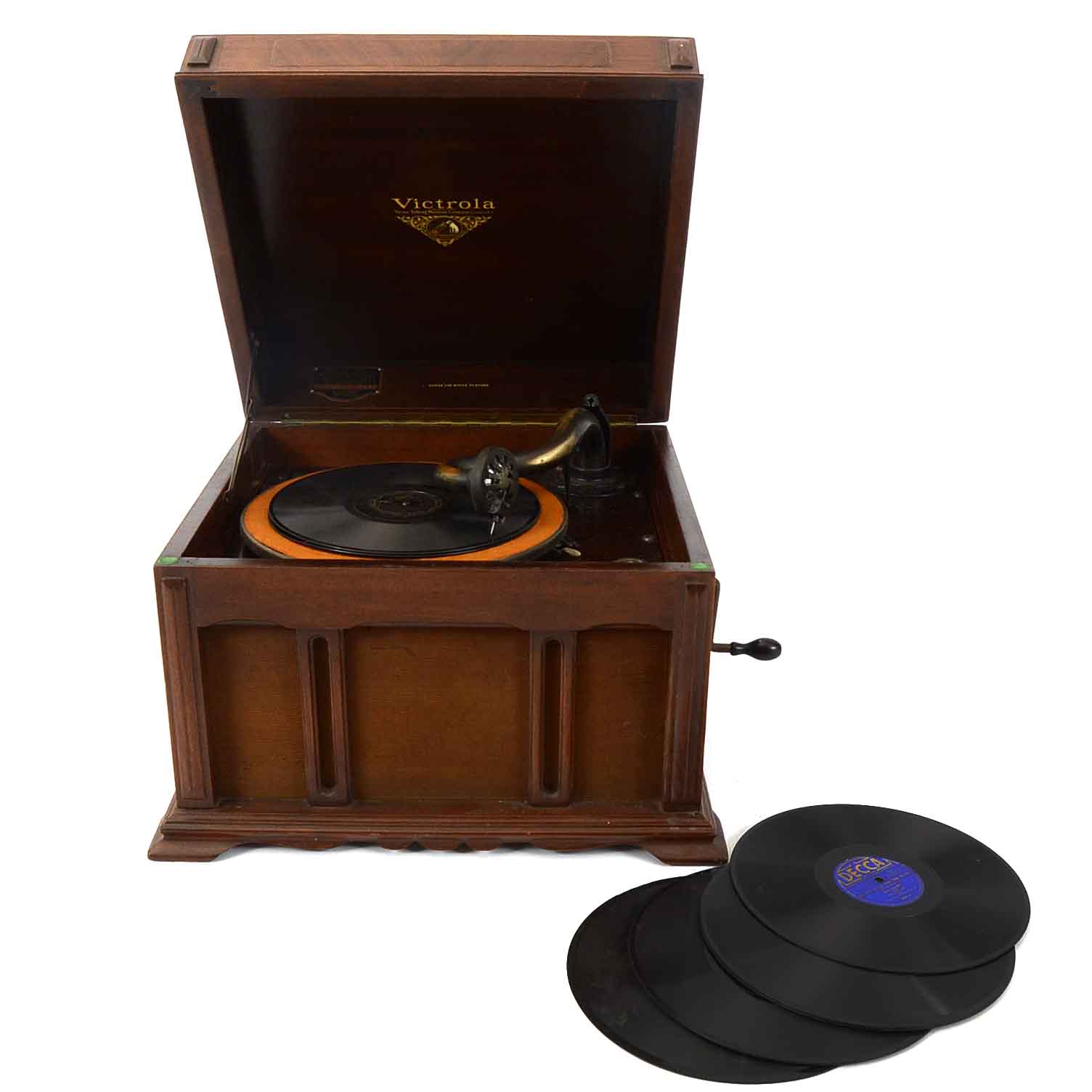 Vintage Victrola Phonograph and Records