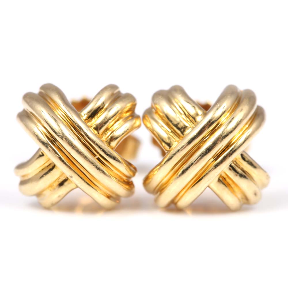 Tiffany & Co. 18K Yellow Gold "X" Earrings