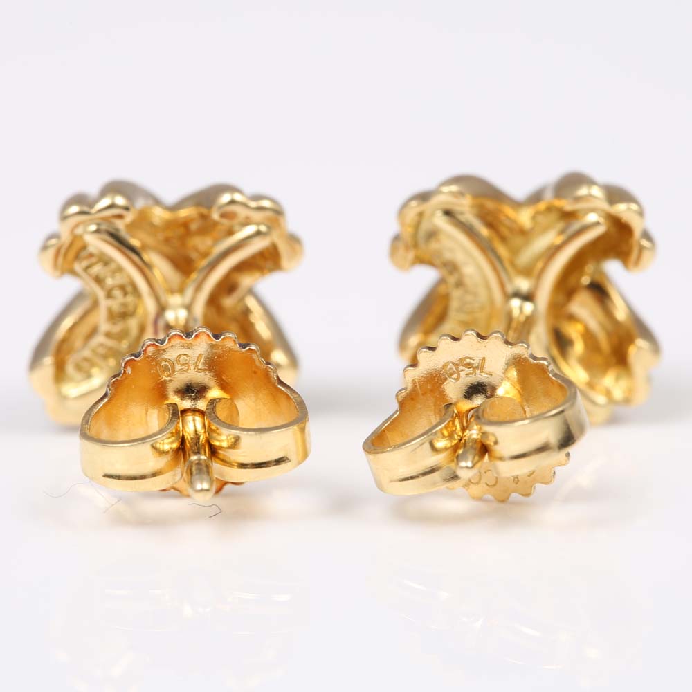 Tiffany & Co. 18K Yellow Gold "X" Earrings