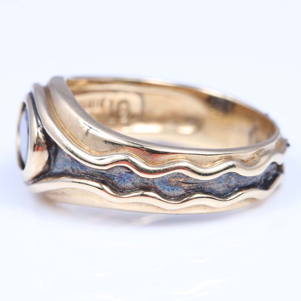 10K Gold Vilya Style "Ring of Air" Sapphire Ring