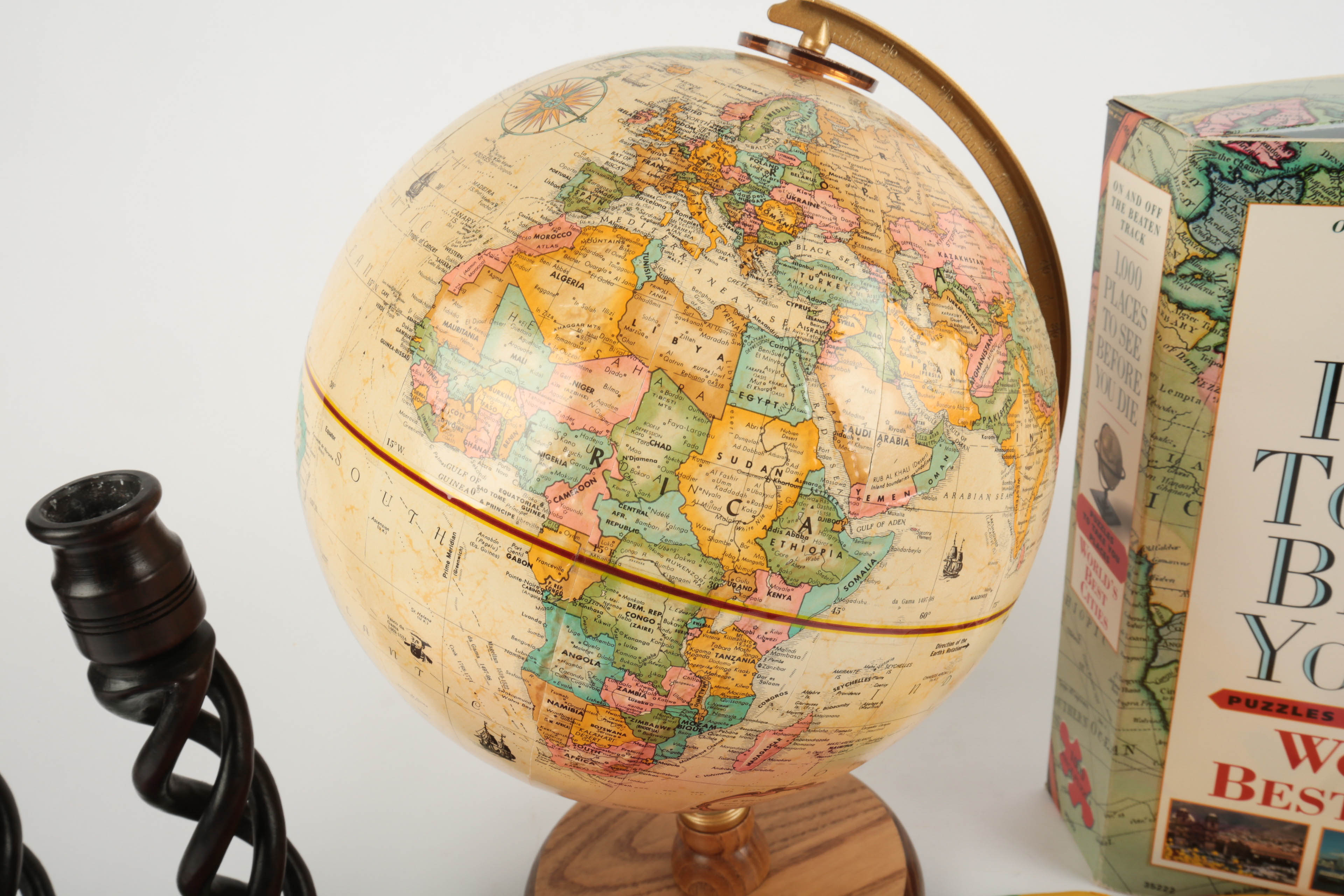 Replogle Nine Inch Diameter World Globe and Travel Souvenirs