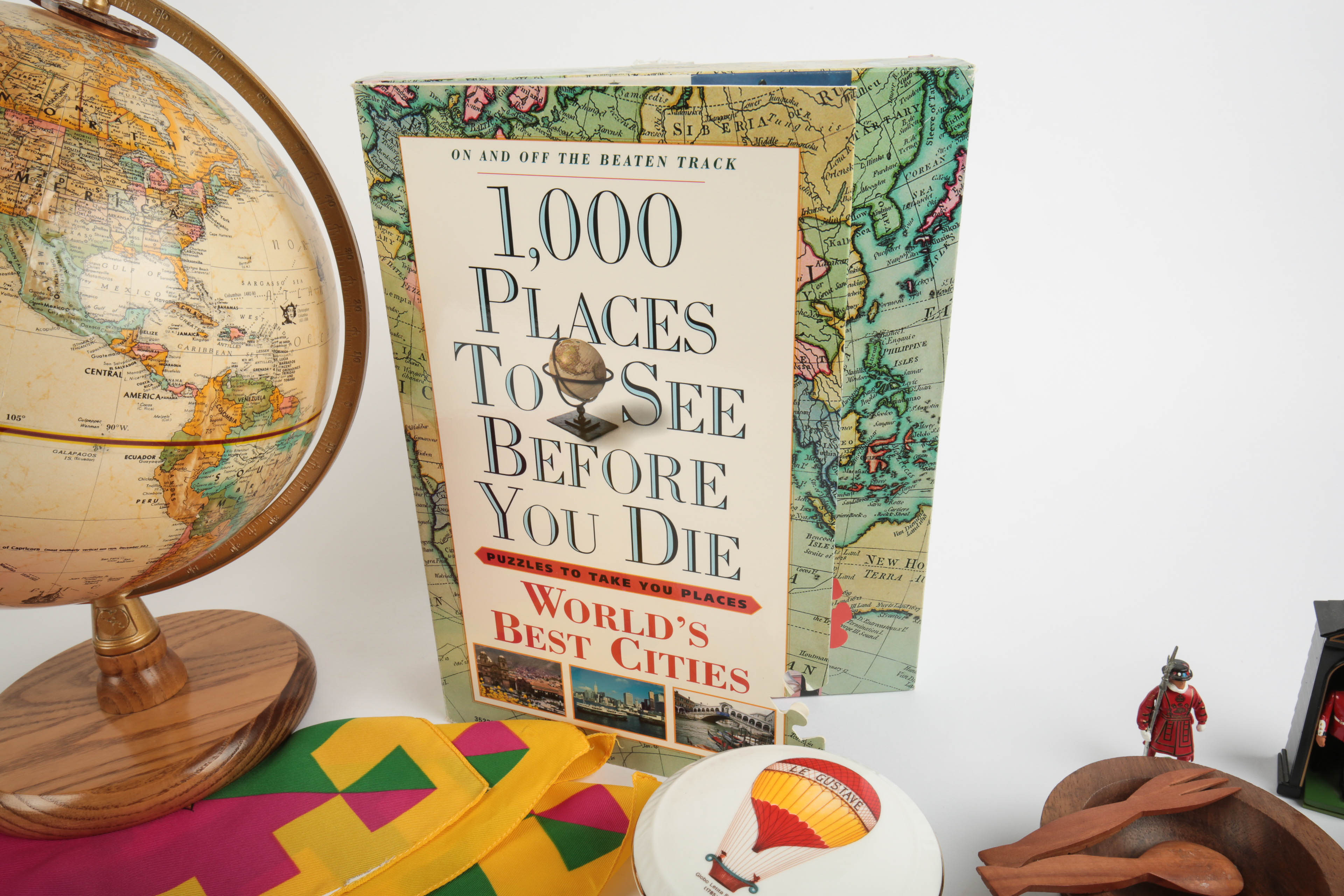 Replogle Nine Inch Diameter World Globe and Travel Souvenirs