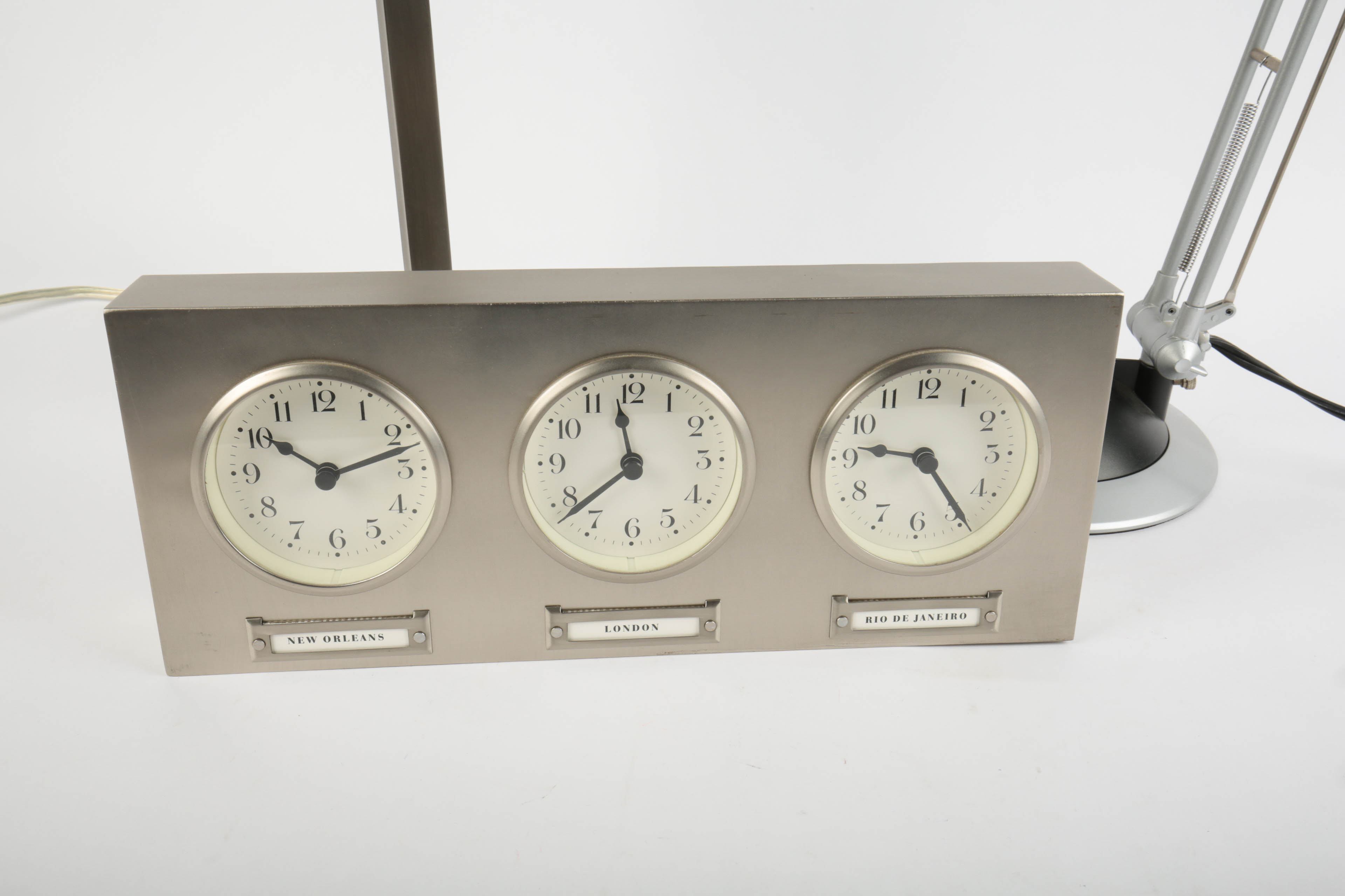 Pottery Barn Office Clock and Metal Desk Lamps