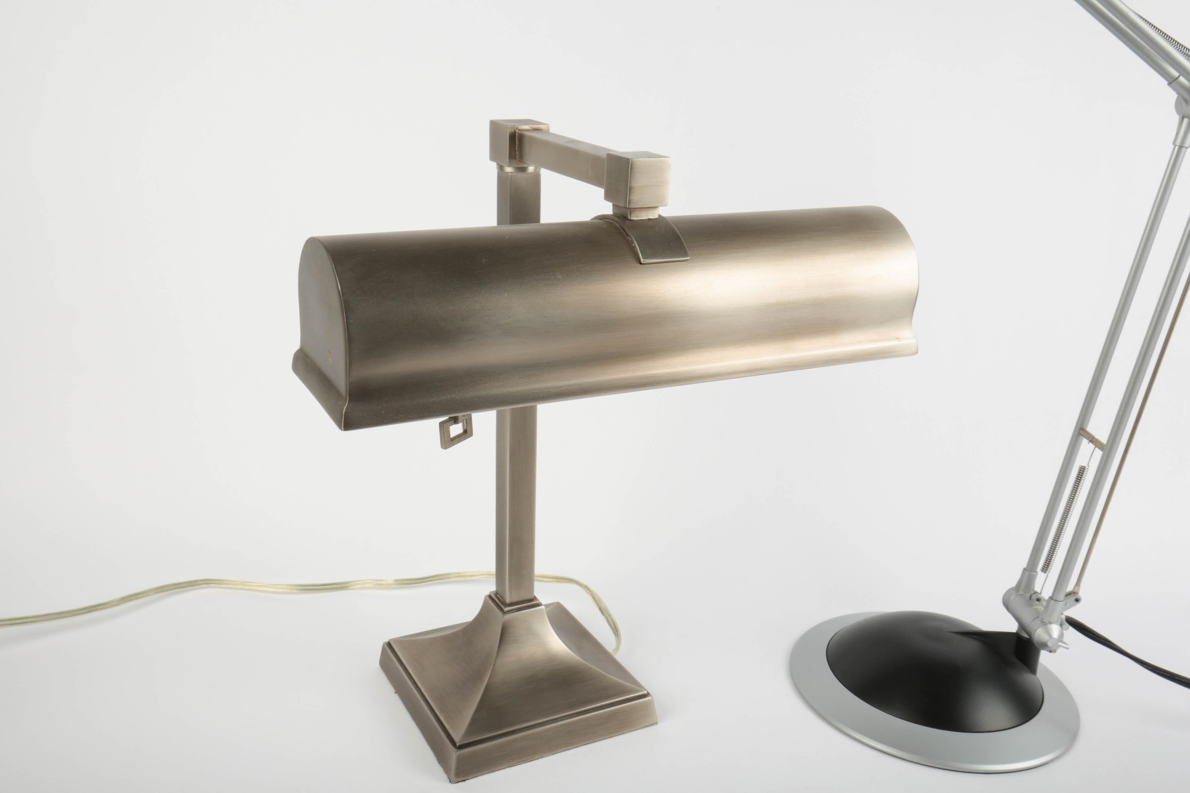 Pottery Barn Office Clock and Metal Desk Lamps