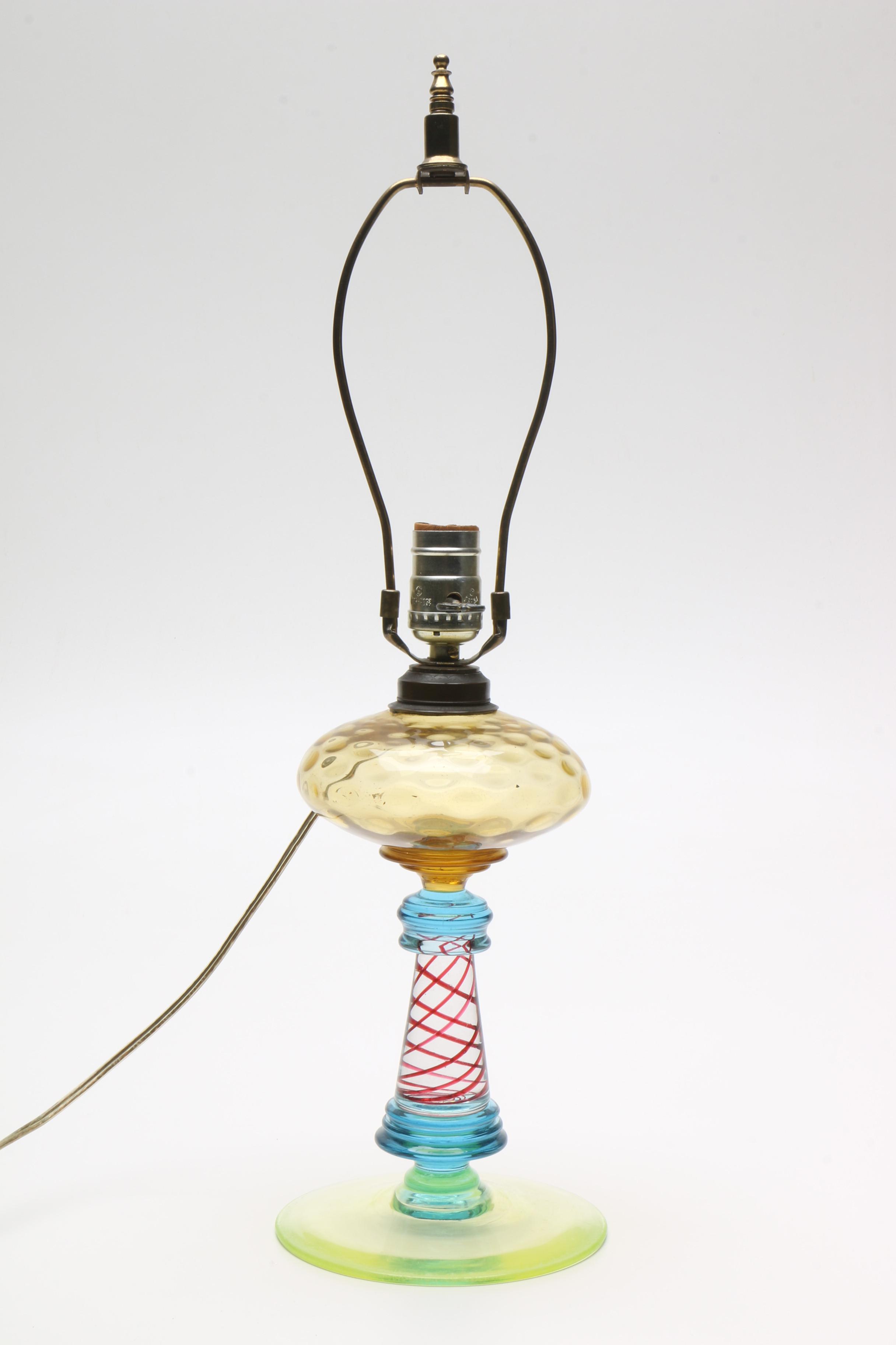 Antique Coin Dot Multicolored Glass Table Lamp