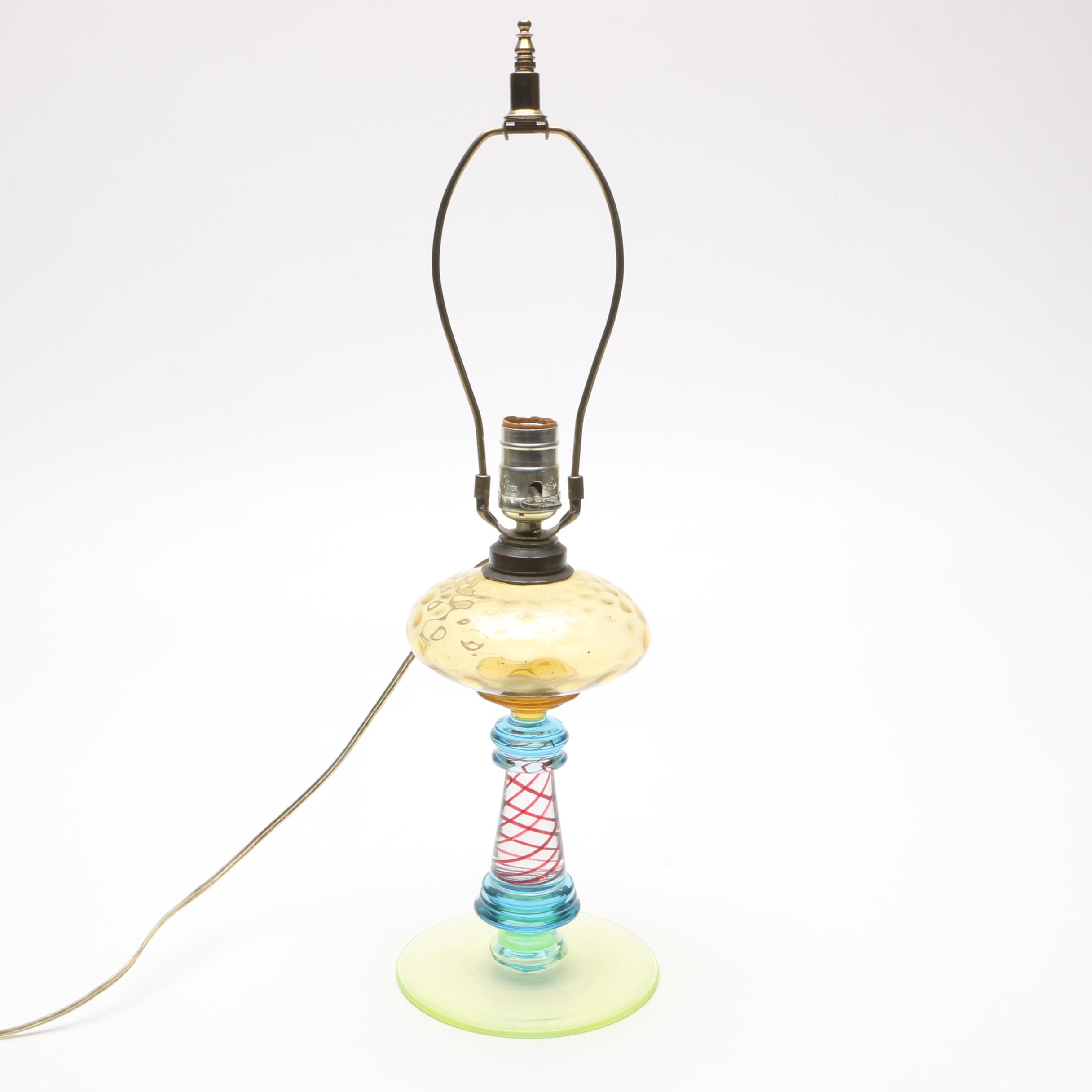 Antique Coin Dot Multicolored Glass Table Lamp